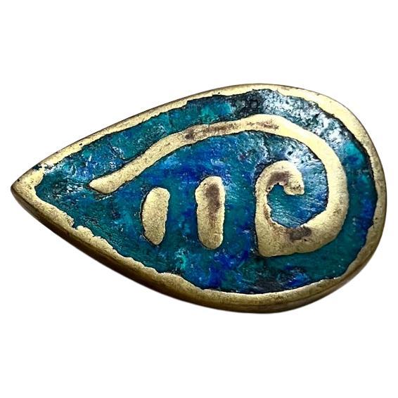 1950s Pepe Mendoza Malachite Brass Single Teardrop Pull Knob Mexican Modernism