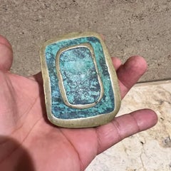 Pepe Mendoza Mayan Revival Pull Pomello per porta in ottone malachite Modernismo messicano