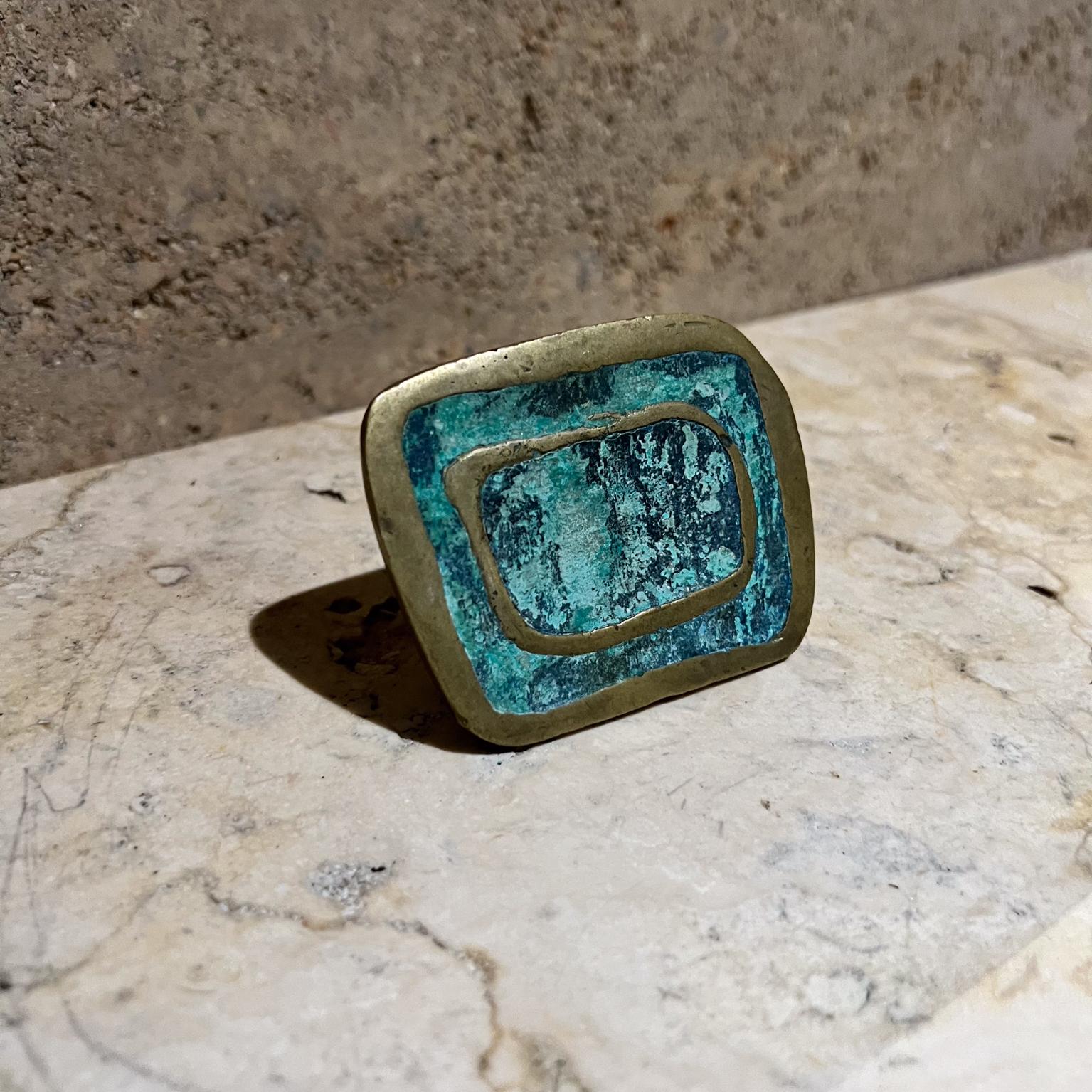 Pepe Mendoza Mayan Revive Pull Doorknob Malachite Brass Mexican Modernism Bon état - En vente à Chula Vista, CA