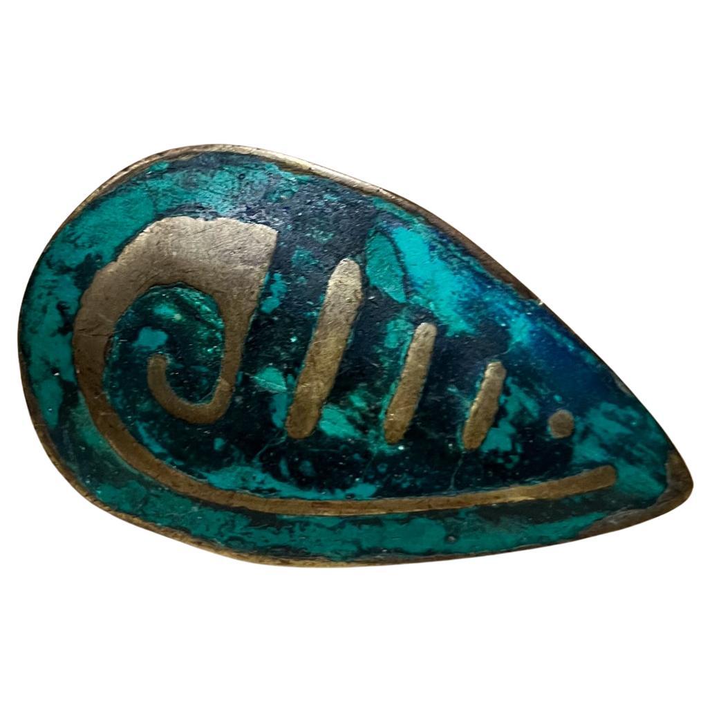 Pepe Mendoza Revive Mayan Teardrop Pull Doorknob Malachite Brass Mexican Modern