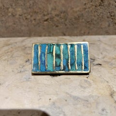 1950s Pepe Mendoza Rectangular Mayan Small Pull Malachite Brass