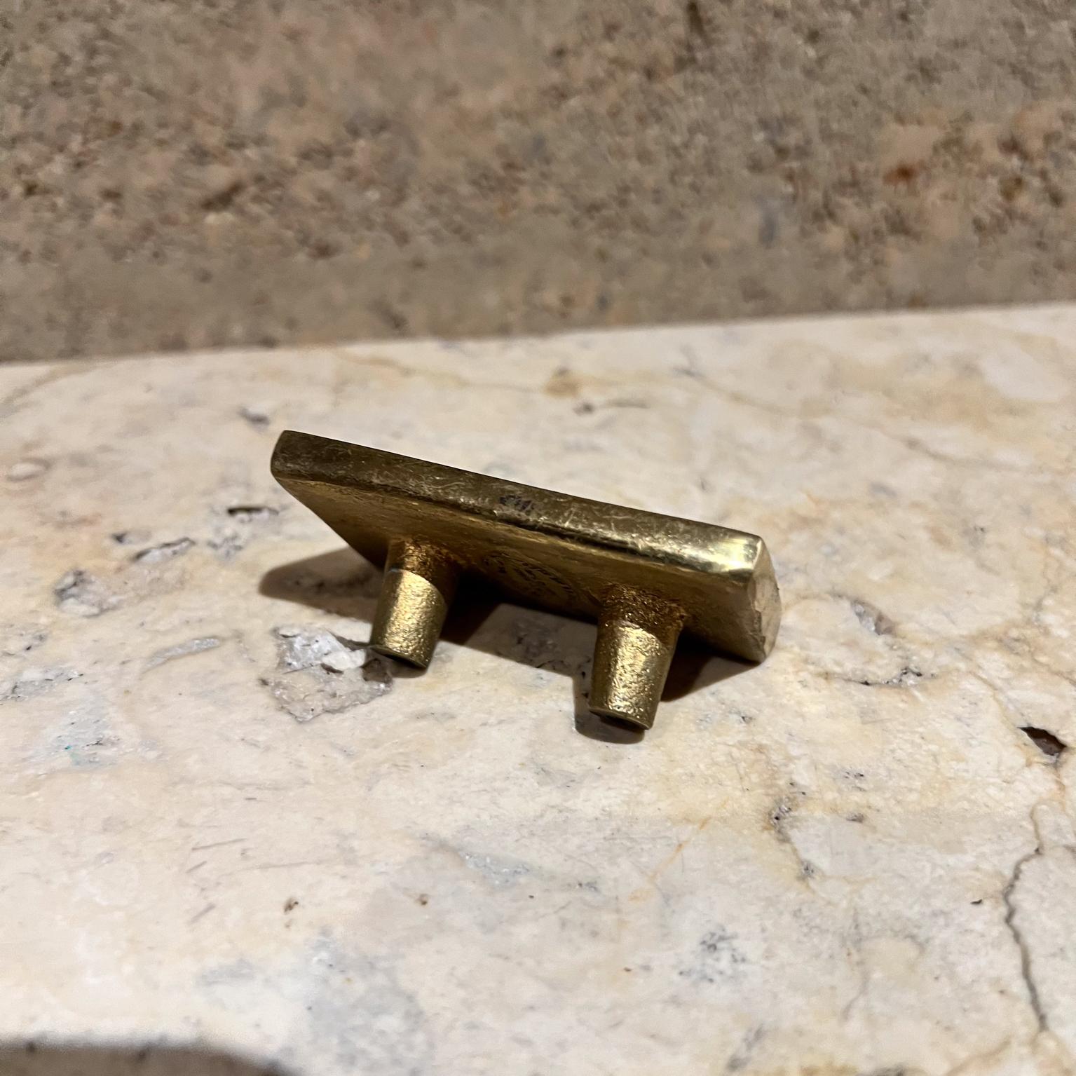 Mexican 1950s Pepe Mendoza Rectangular Mayan Small Pull Malachite Brass