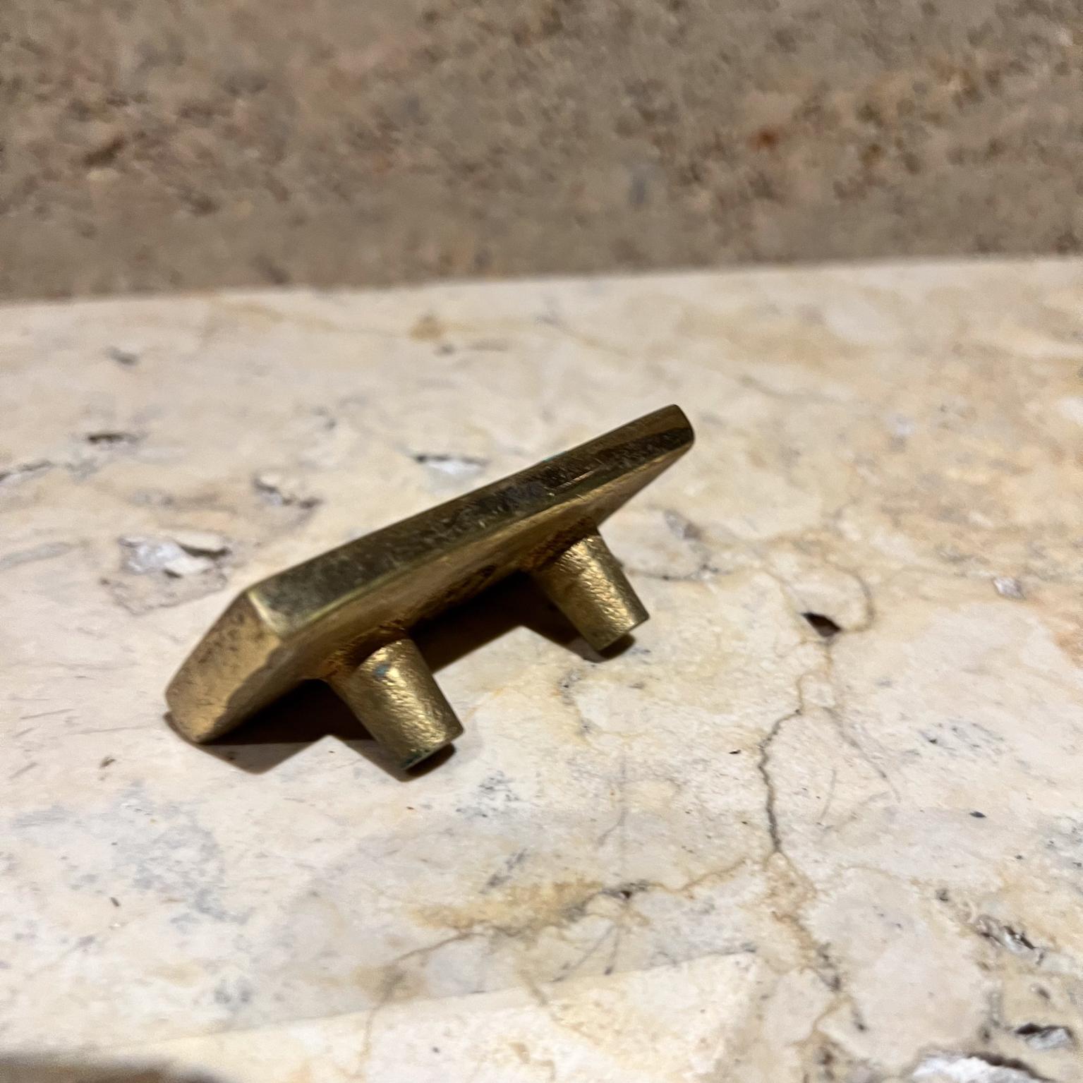 1950s Pepe Mendoza Rectangular Mayan Small Pull Malachite Brass In Good Condition In Chula Vista, CA