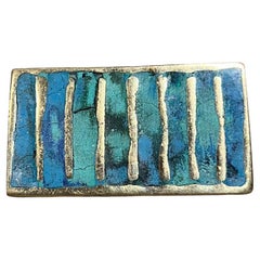 1950s Pepe Mendoza Rectangular Mayan Small Pull Malachite Brass