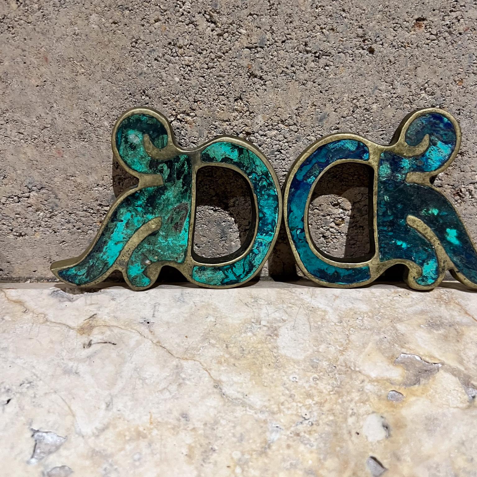 Mid-Century Modern 1950s Pepe Mendoza Sculptural Set 4 Pull Handles Mayan Revival