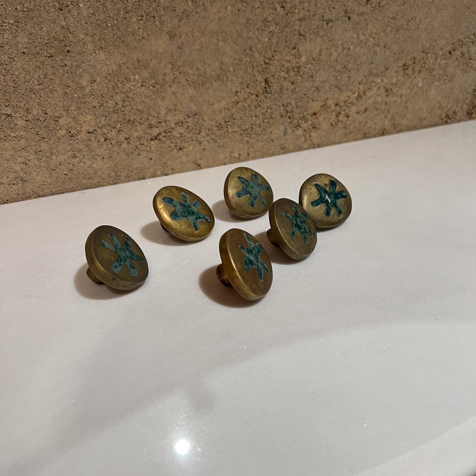 Mid-Century Modern 1950s Pepe Mendoza Six Drawer Pulls Malachite Brass Knobs Mexico