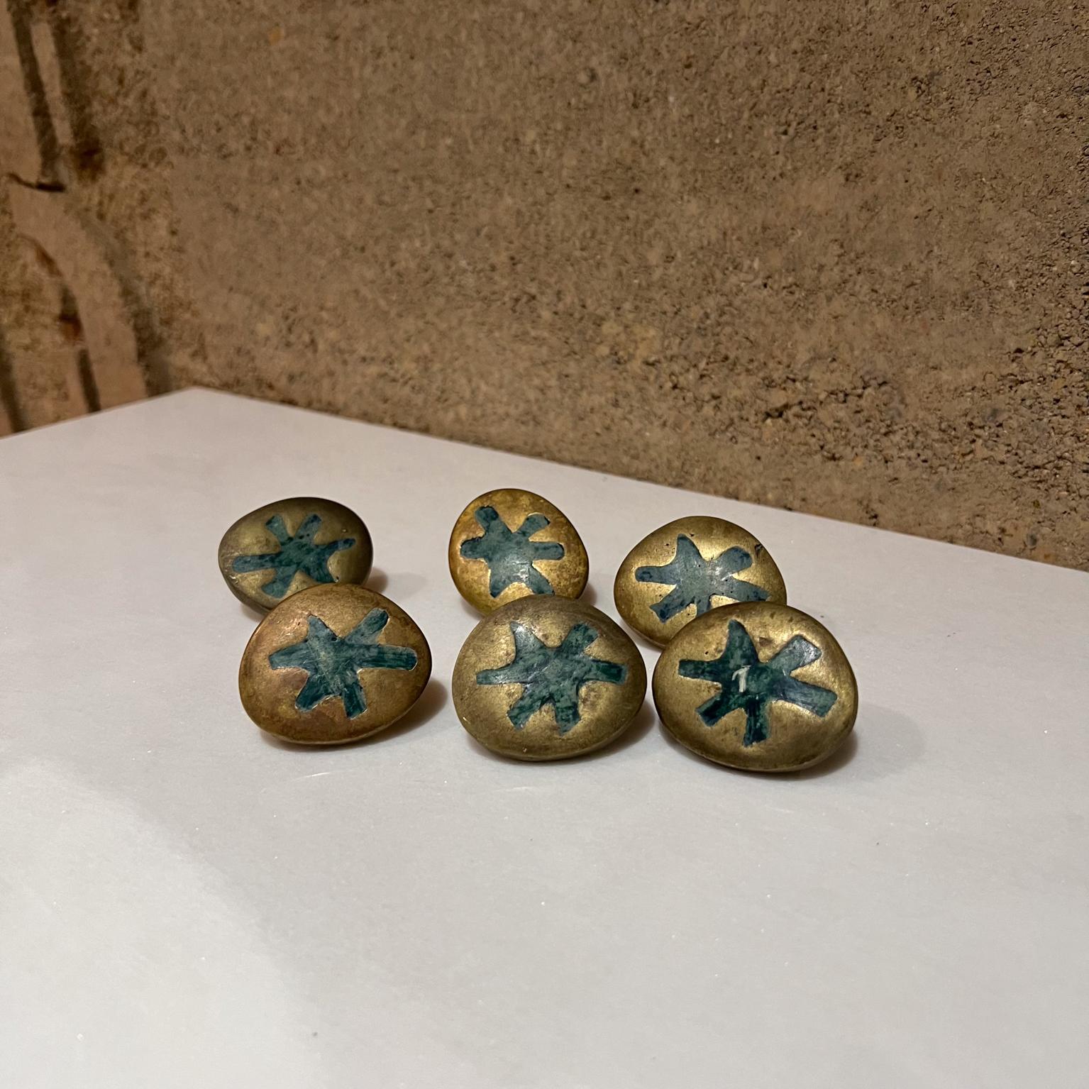 Mexican 1950s Pepe Mendoza Six Drawer Pulls Malachite Brass Knobs Mexico