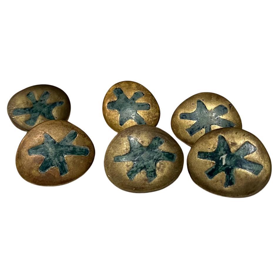 1950s Pepe Mendoza Six Drawer Pulls Malachite Brass Knobs Mexico For Sale