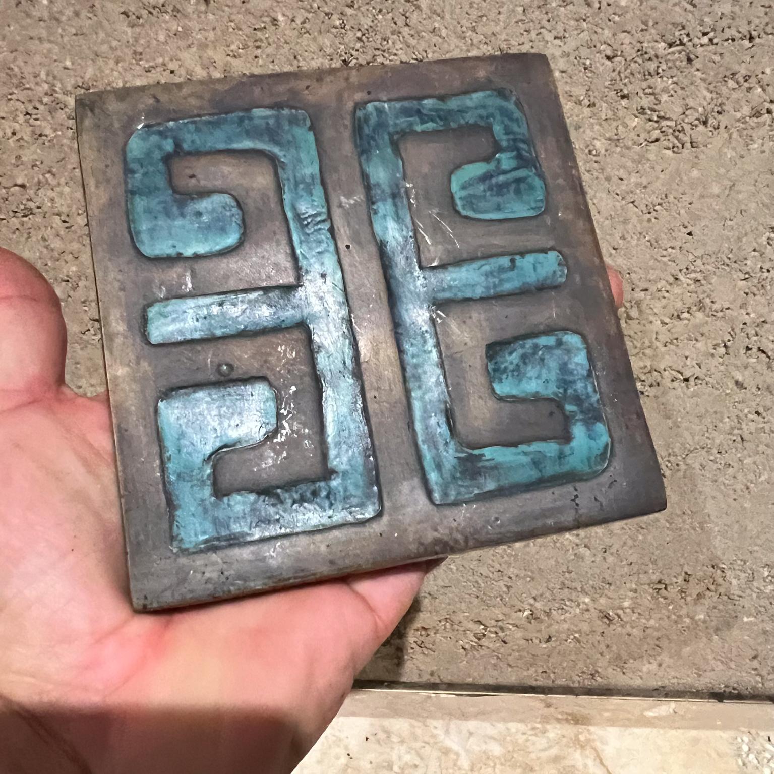1950s Pepe Mendoza Square Door Pull Handle Malachite Brass For Sale 2