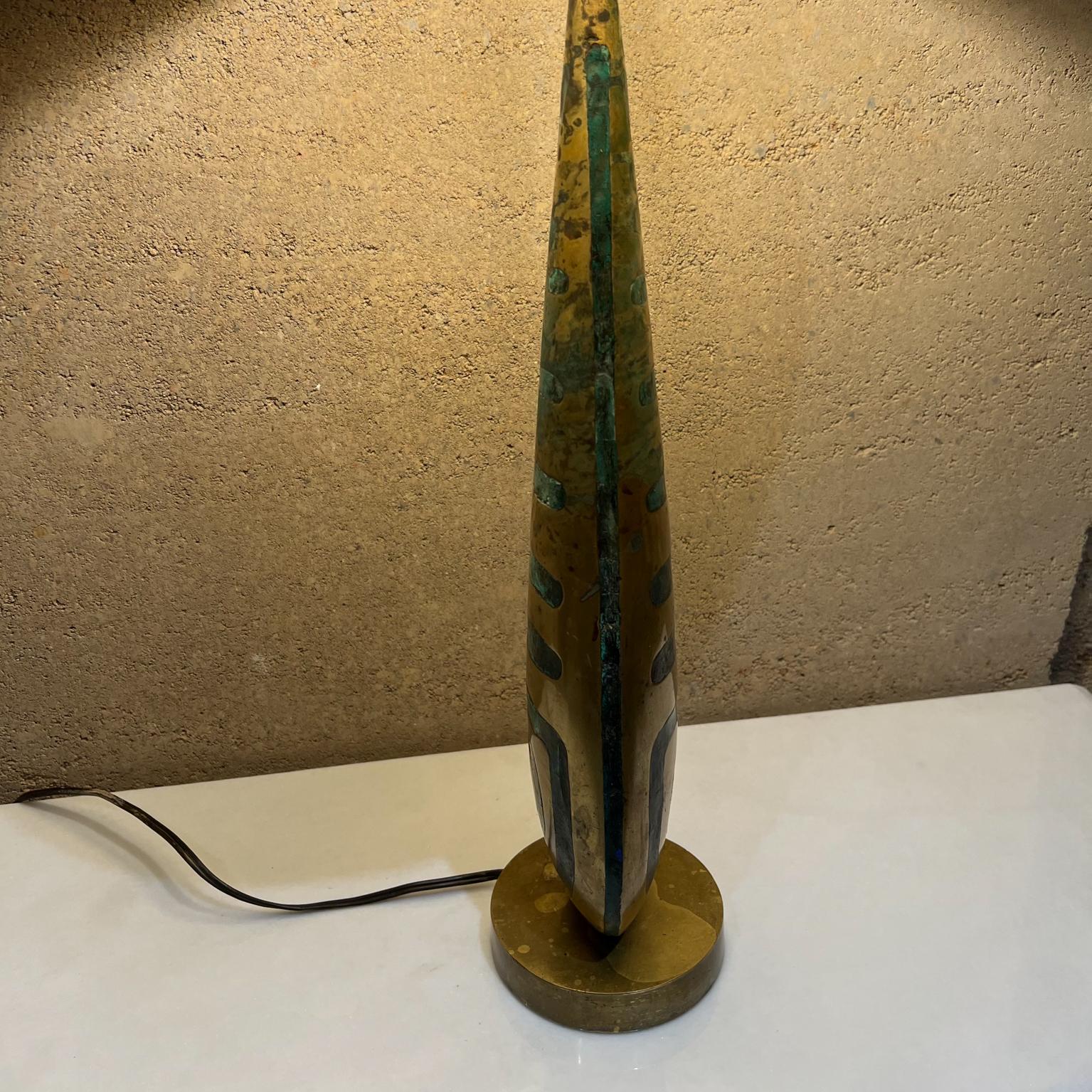 1950s Pepe Mendoza Table Lamp Bronze and Malachite Mayan Revival Mexico For Sale 5