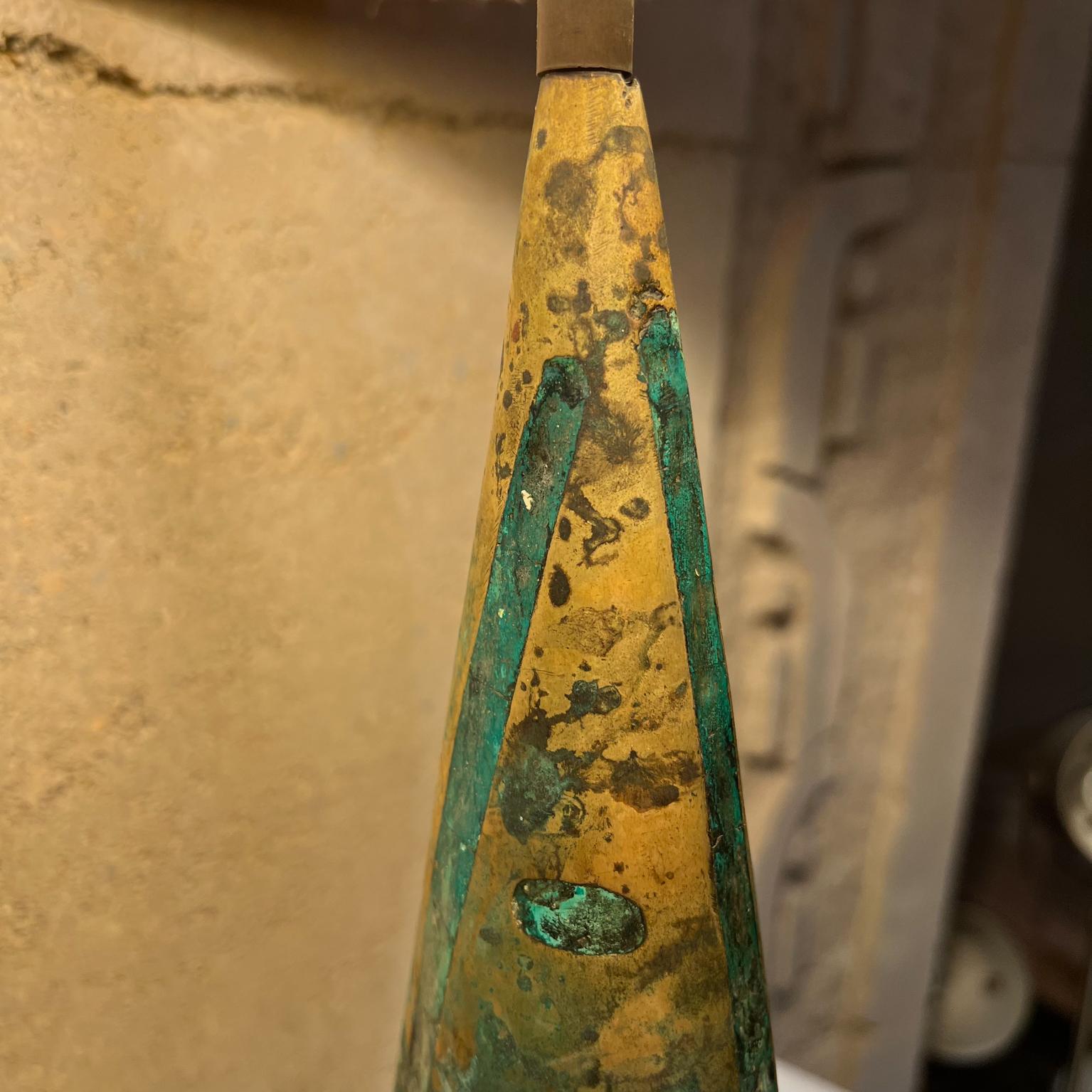 1950s Pepe Mendoza Table Lamp Bronze and Malachite Mayan Revival Mexico For Sale 8