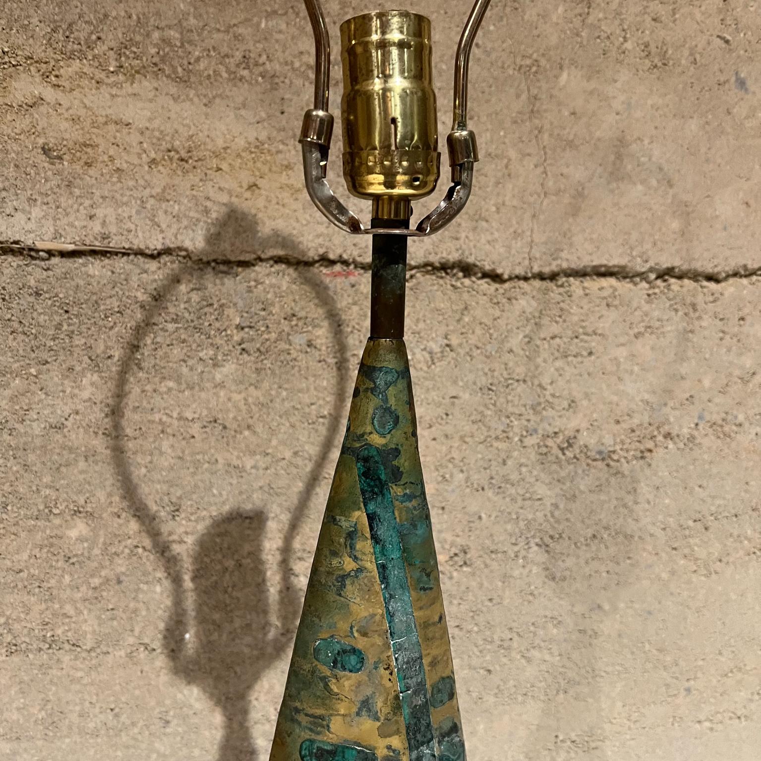 1950s Pepe Mendoza Table Lamp Bronze and Malachite Mayan Revival Mexico For Sale 10