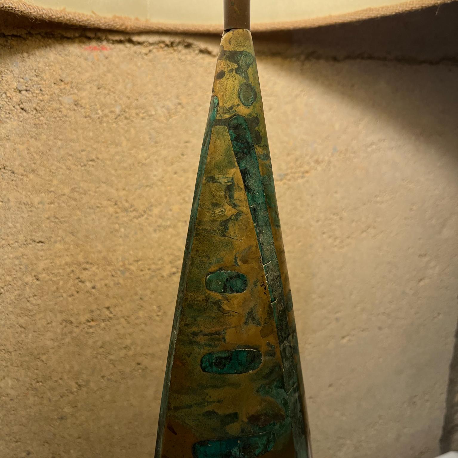 1950s Pepe Mendoza Table Lamp Bronze and Malachite Mayan Revival Mexico For Sale 3