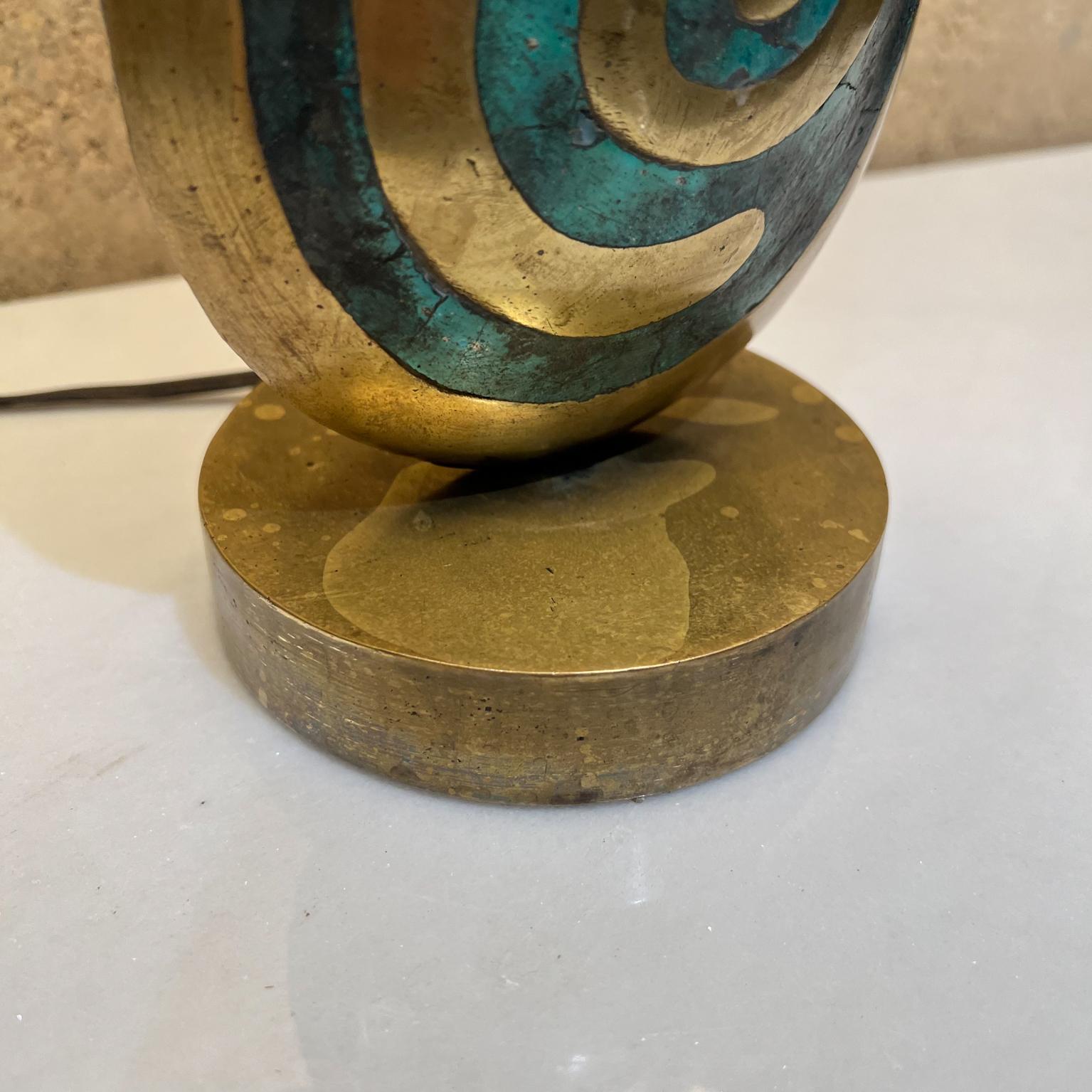 1950s Pepe Mendoza Table Lamp Bronze and Malachite Mayan Revival Mexico For Sale 4