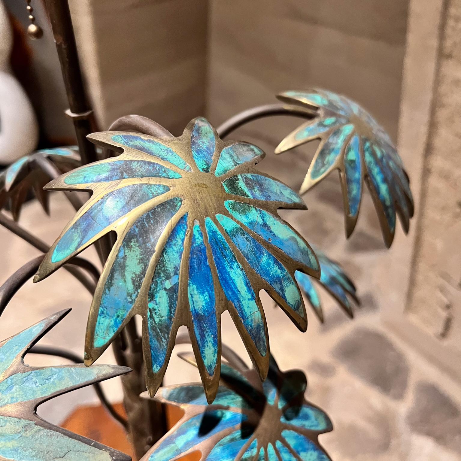 1950 Pepe Mendoza Lampada da Tavolo Albero di Palma Bronzo Malachite Messico in vendita 4