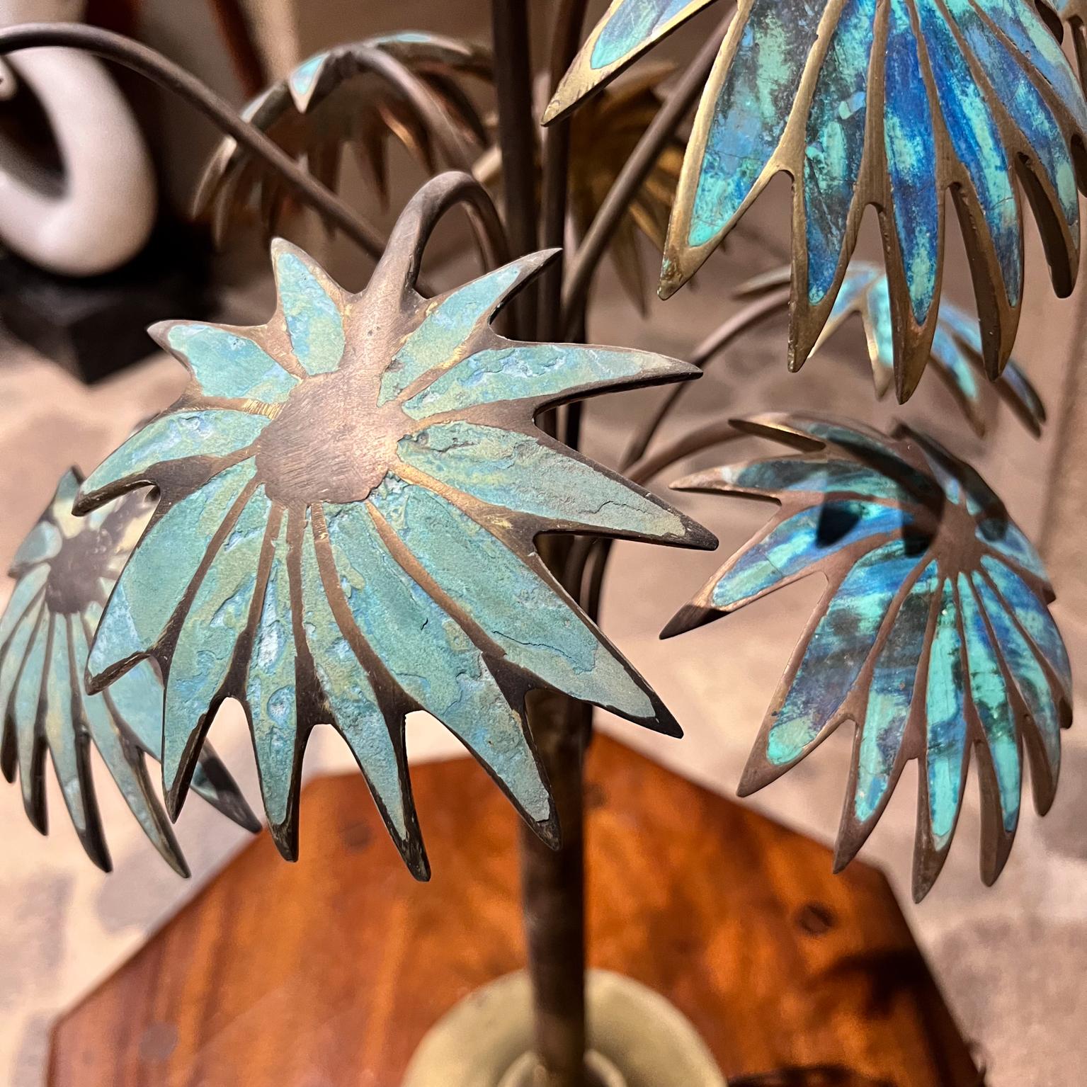 1950 Pepe Mendoza Lampada da Tavolo Albero di Palma Bronzo Malachite Messico in vendita 5