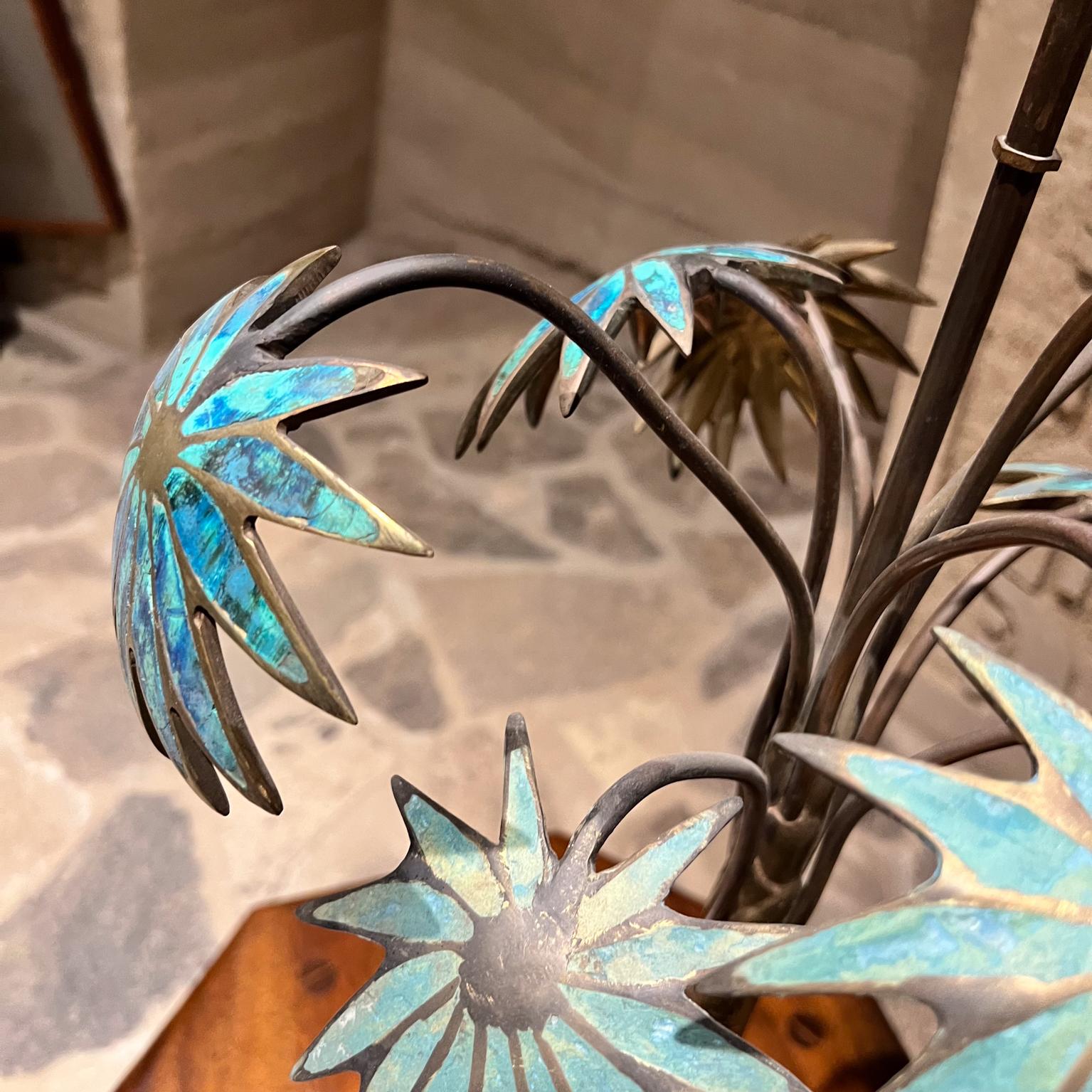 1950 Pepe Mendoza Lampada da Tavolo Albero di Palma Bronzo Malachite Messico in vendita 6