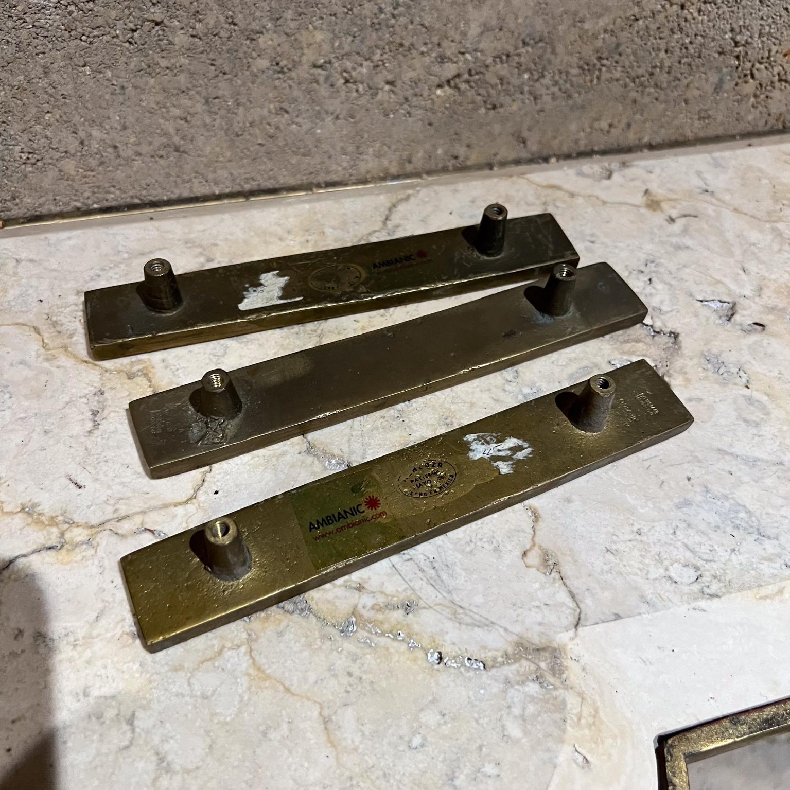 1950s Pepe Mendoza Three Rectangular Pulls Malachite Brass Mexico 2