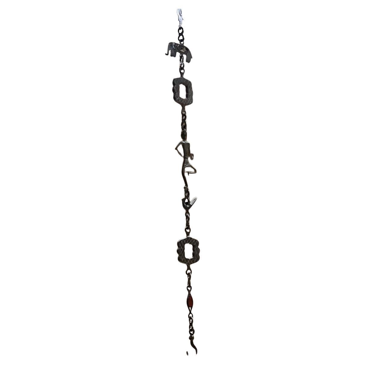 1950s Pepe Mendoza Patinated Brass Lamp Chain Mexico
