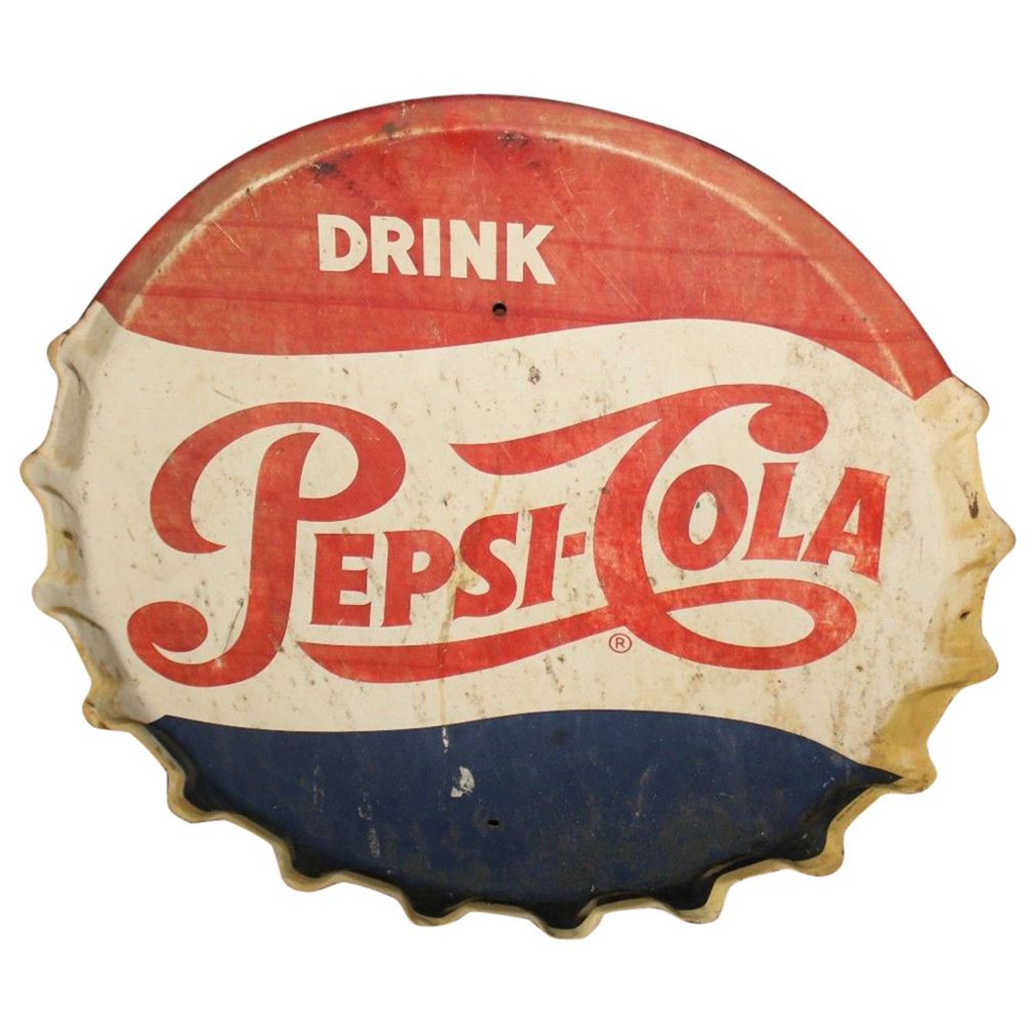1950s Pepsi-Cola Soda Button Bottle Cap Advertising Metal Sign at 1stDibs |  pepsi button