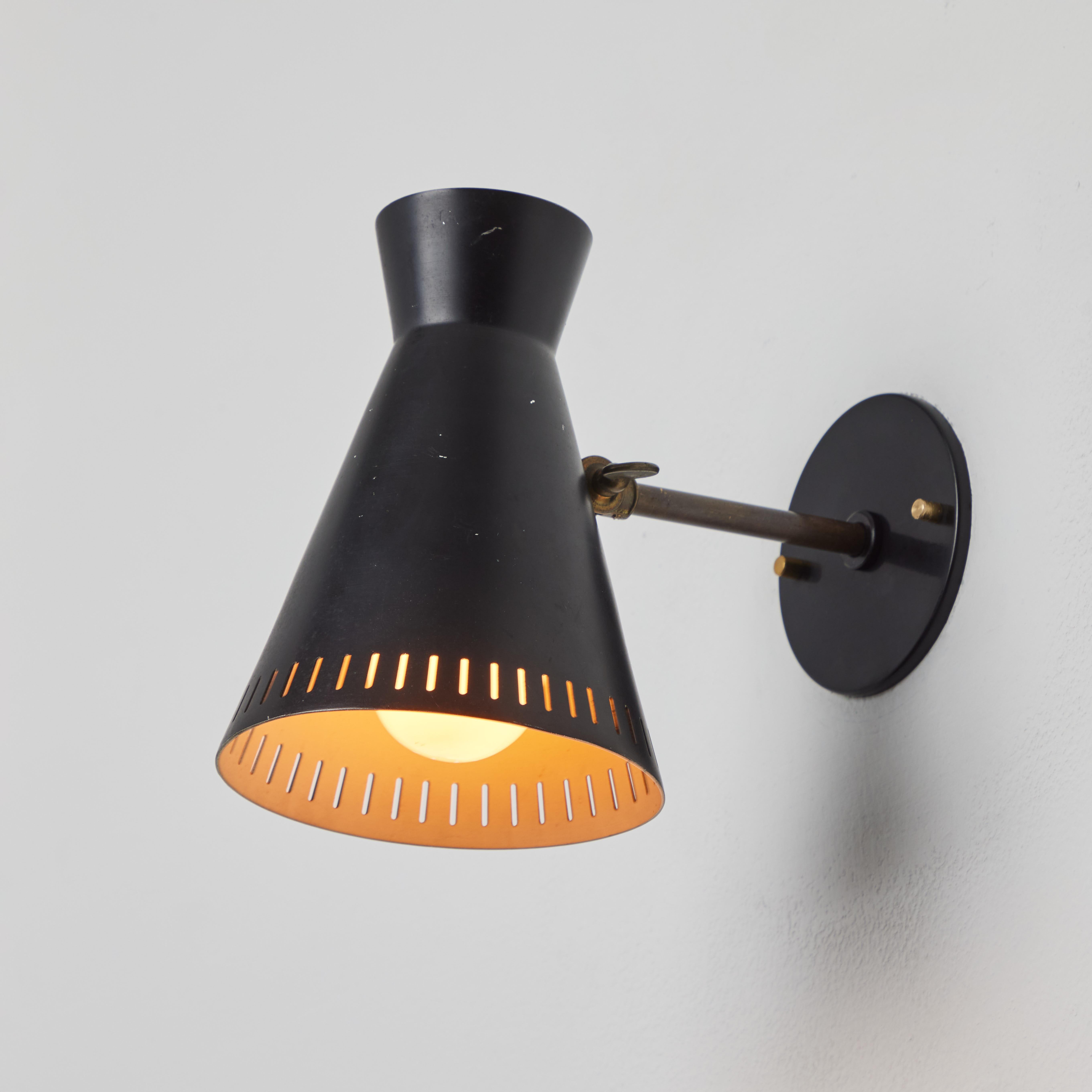 1950s Perforated Black Metal Diabolo Wall Lamp Attributed to Mauri Almari For Sale 7