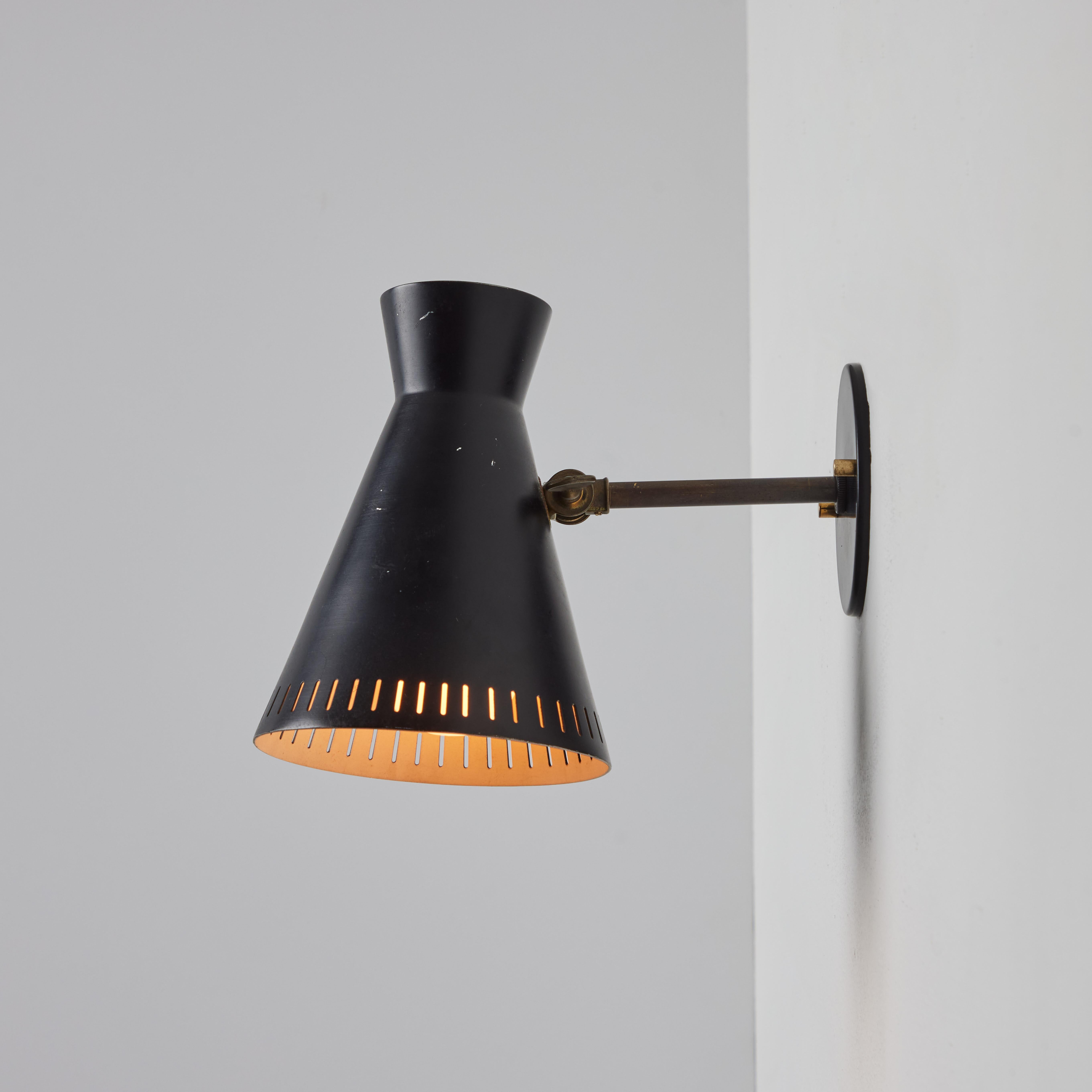 1950s Perforated Black Metal Diabolo Wall Lamp Attributed to Mauri Almari For Sale 8