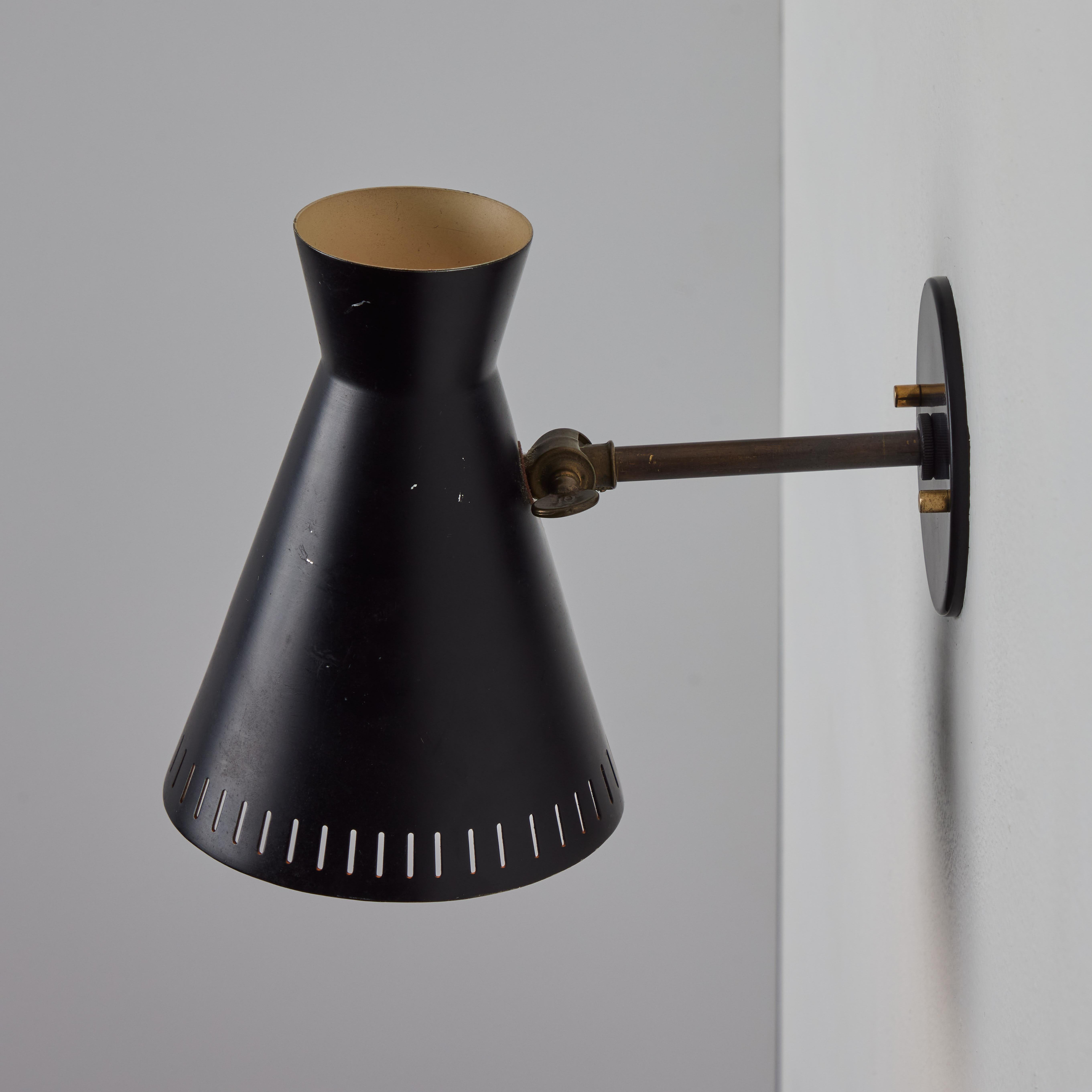 1950s Perforated Black Metal Diabolo Wall Lamp Attributed to Mauri Almari For Sale 2