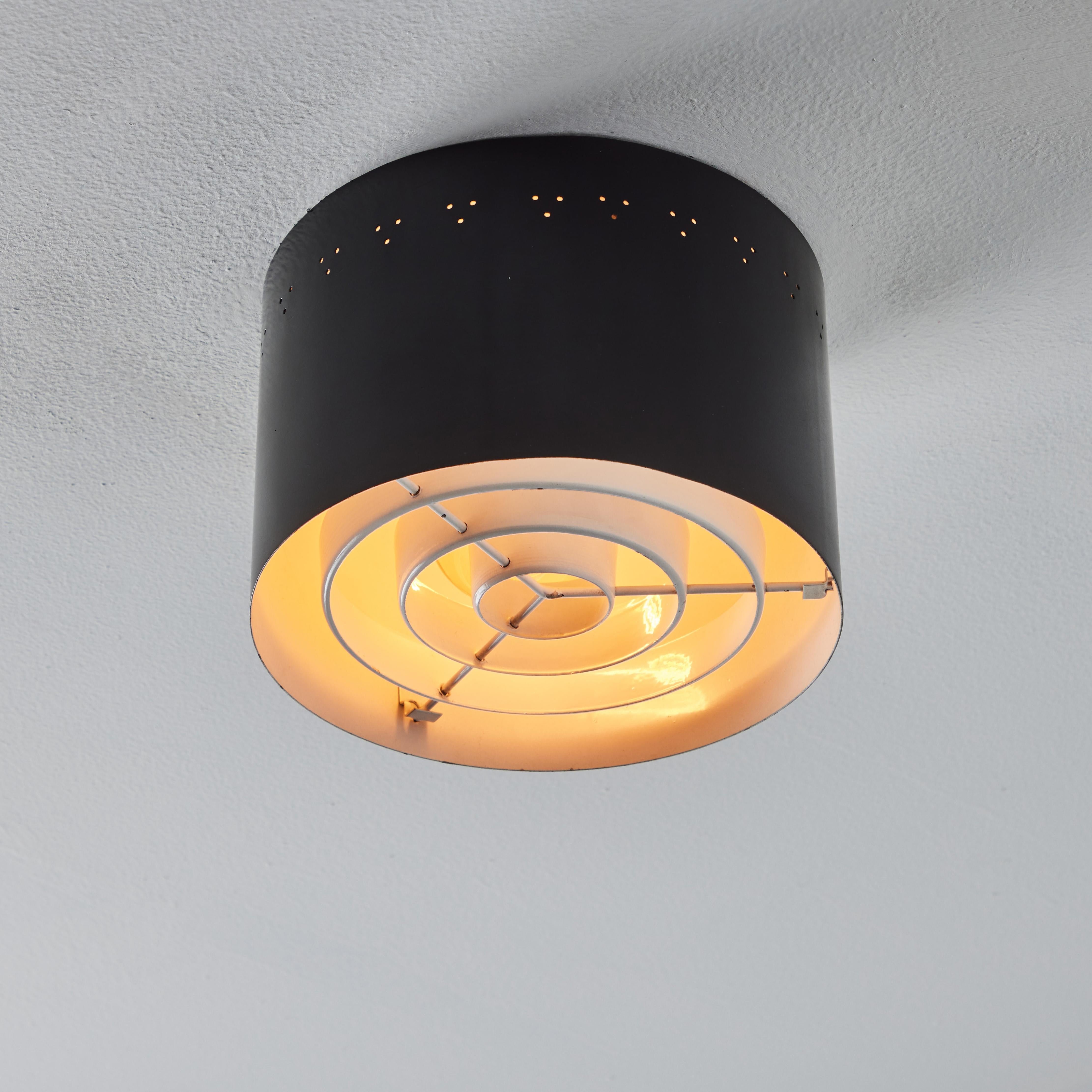 1950s Perforated Black Metal Flush Mount Attributed to Jacques Biny For Sale 7