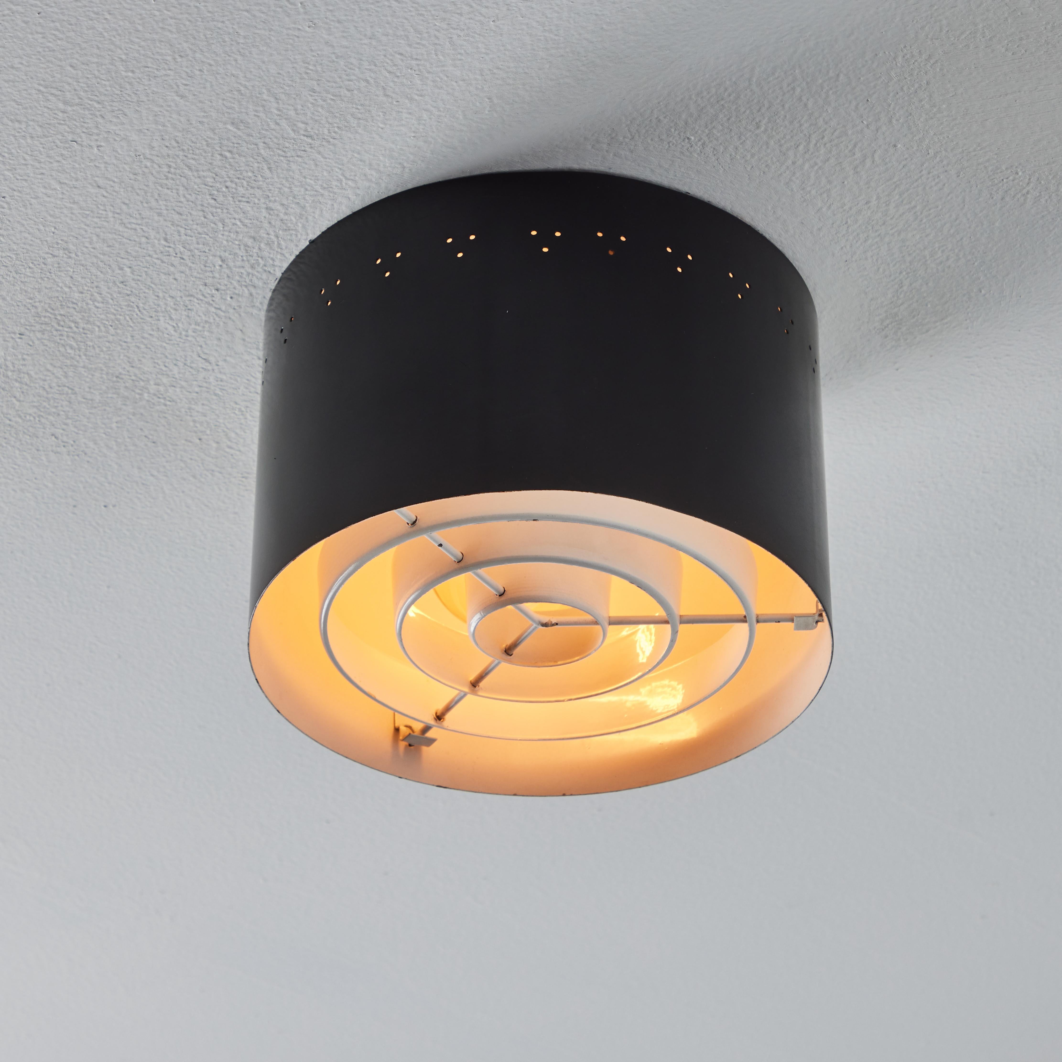 1950s Perforated Black Metal Flush Mount Attributed to Jacques Biny For Sale 8