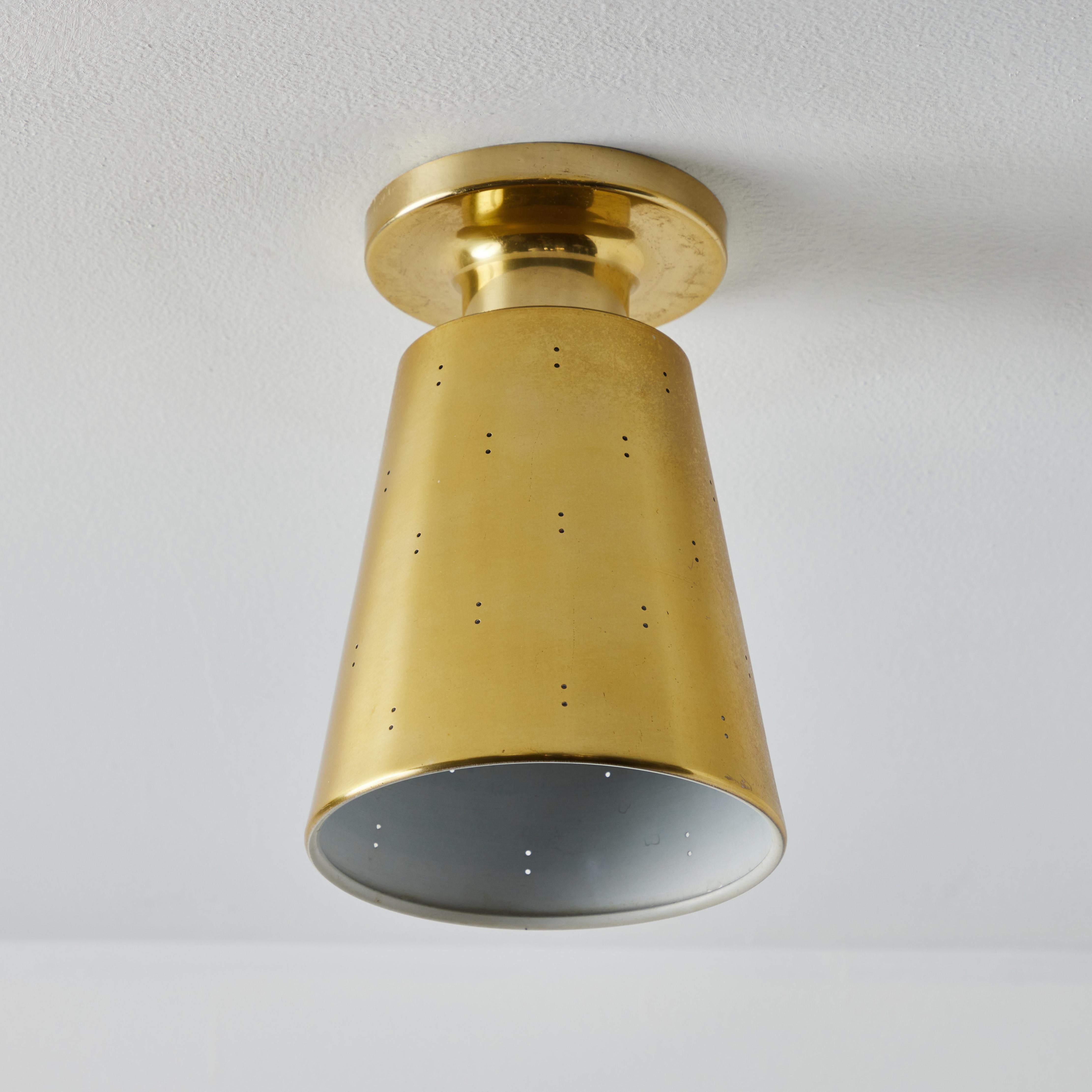 1950s Perforated Brass Ceiling Lamp Attributed to Paavo Tynell For Sale 3