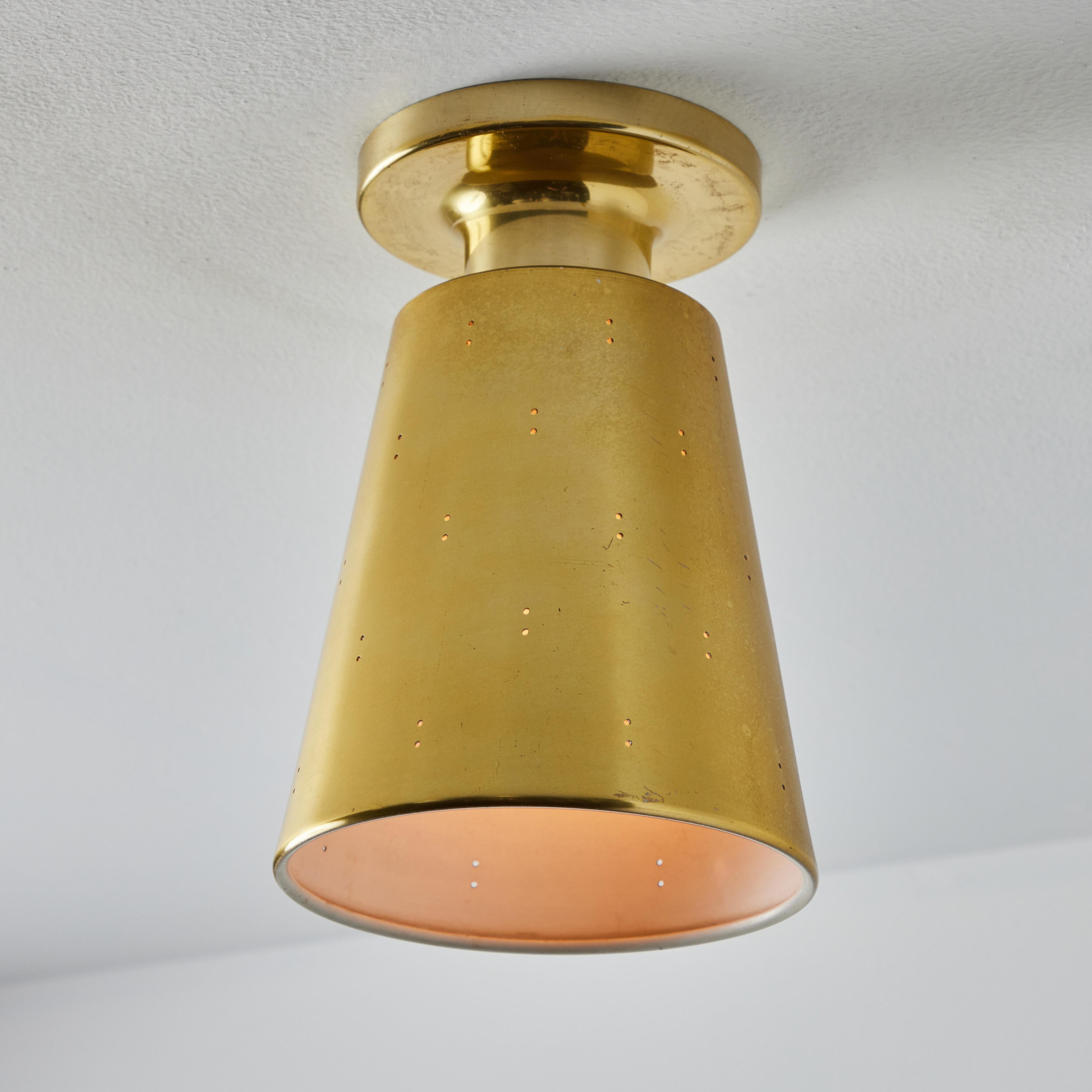 1950s Perforated Brass Ceiling Lamp Attributed to Paavo Tynell For Sale 5