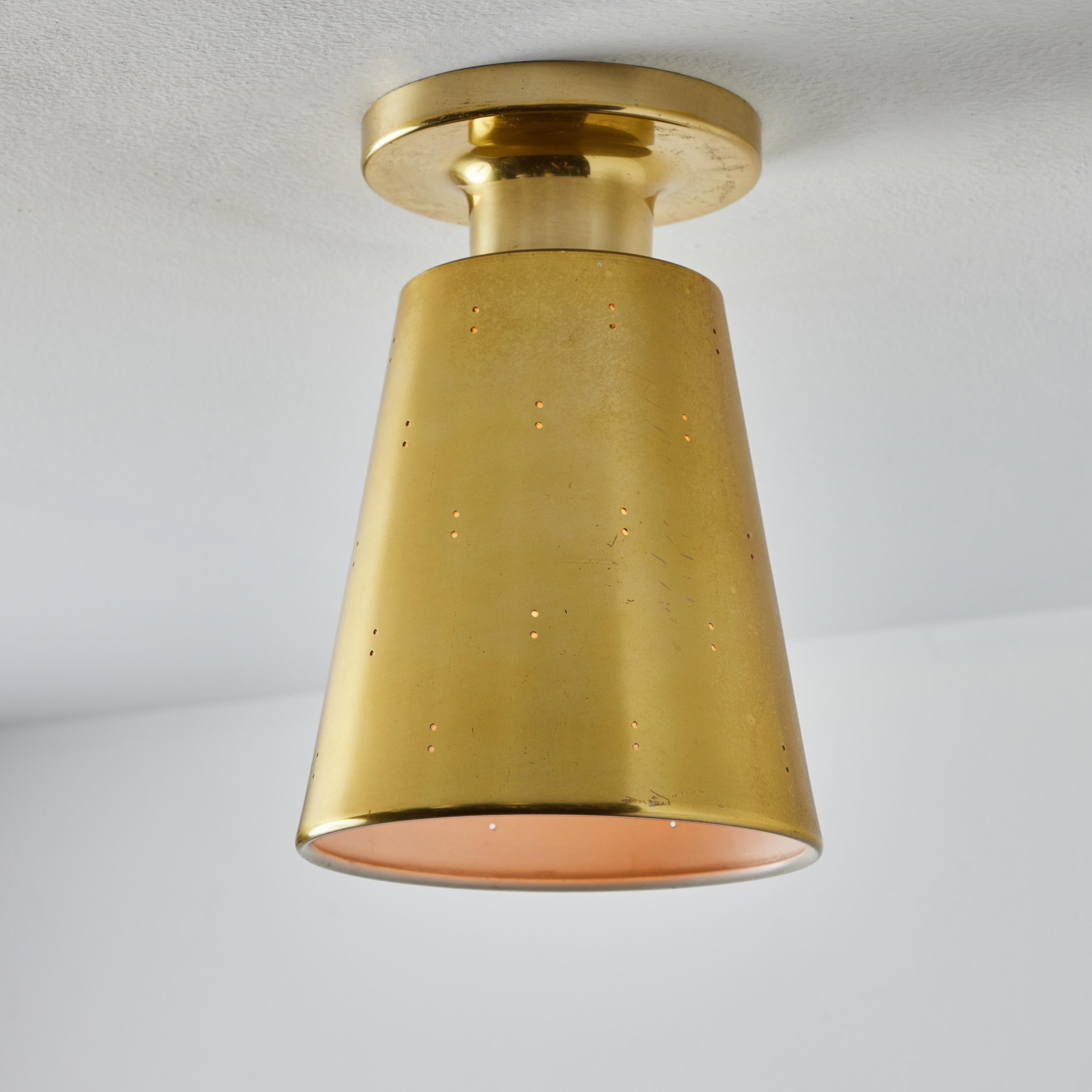 1950s Perforated Brass Ceiling Lamp Attributed to Paavo Tynell 6