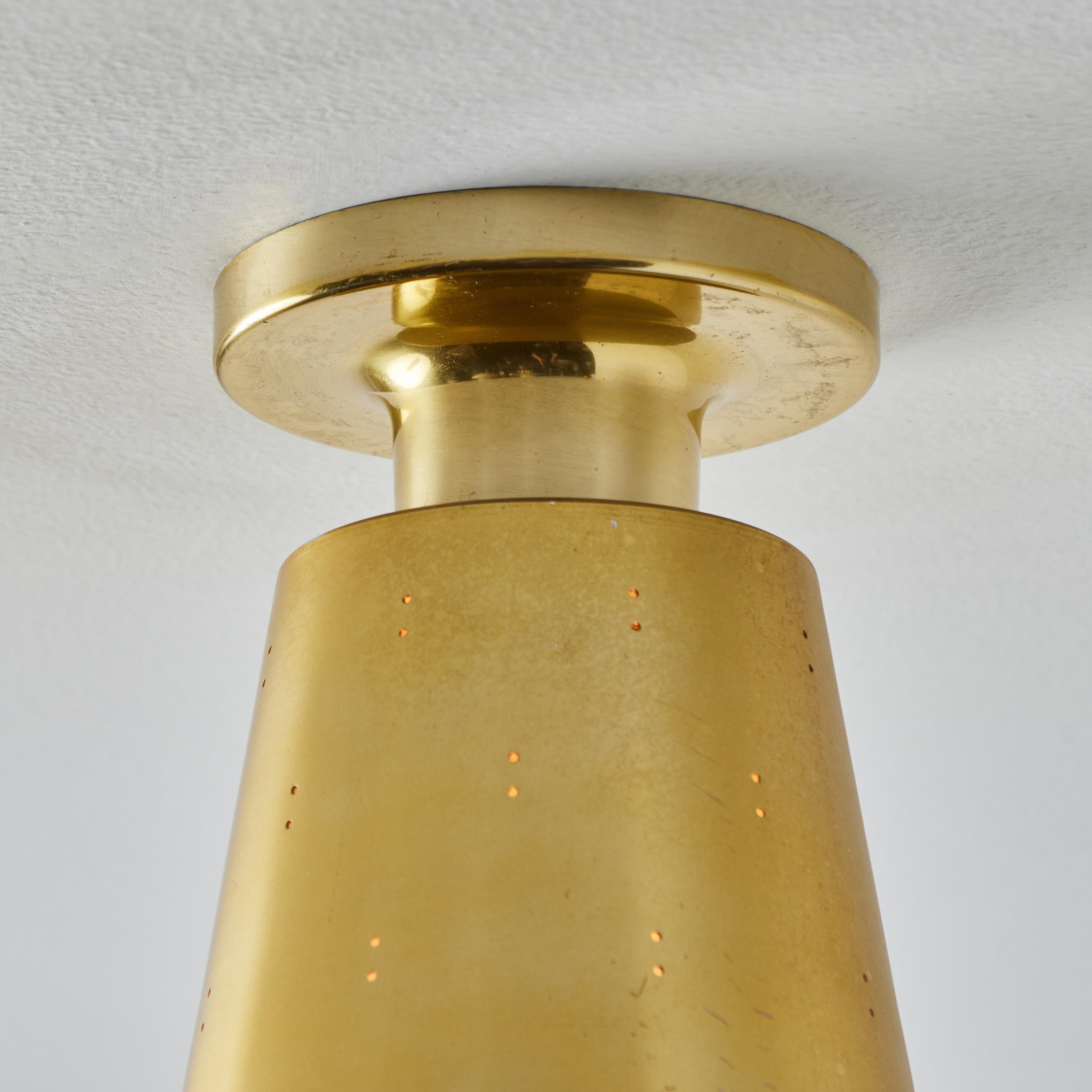 1950s Perforated Brass Ceiling Lamp Attributed to Paavo Tynell For Sale 7