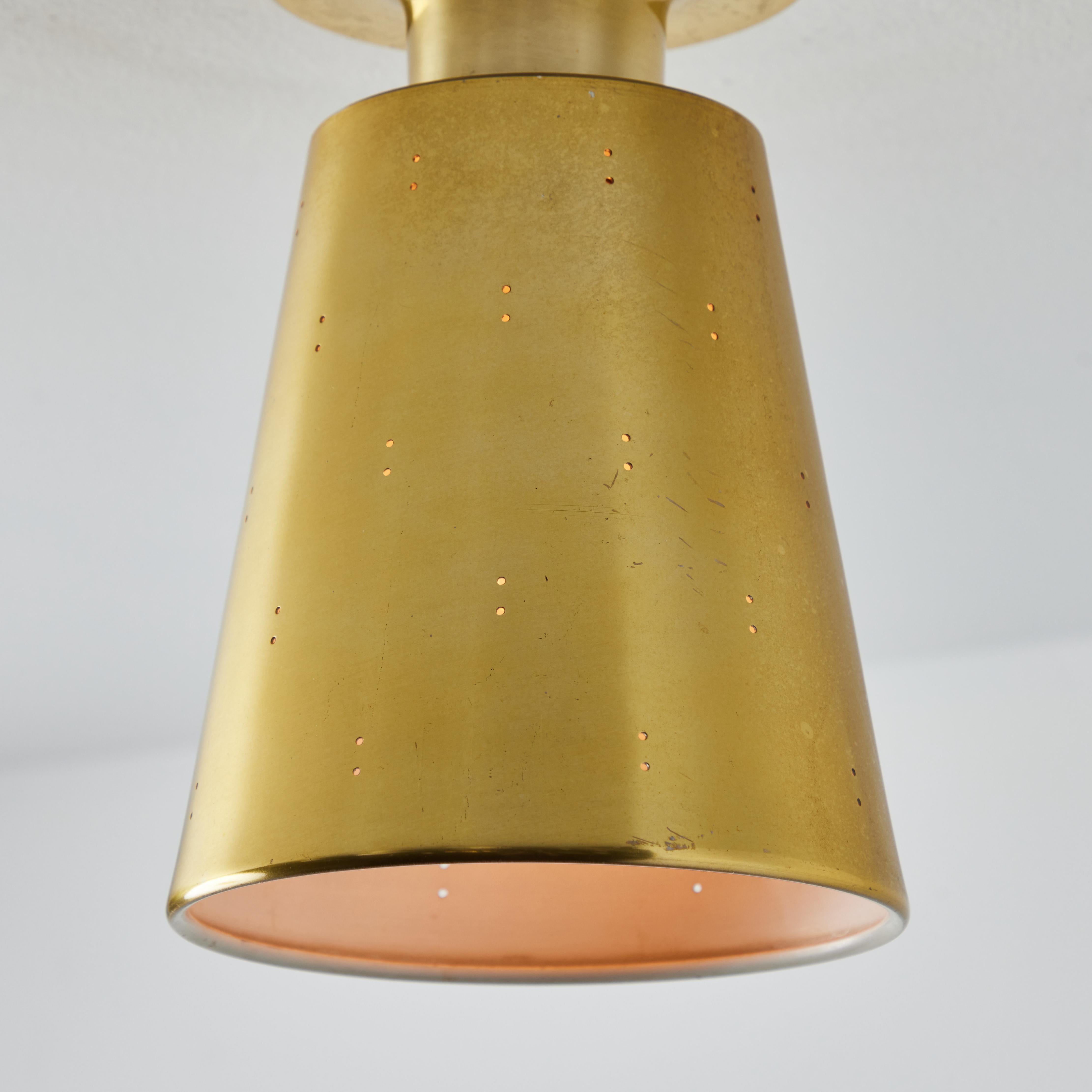 1950s Perforated Brass Ceiling Lamp Attributed to Paavo Tynell For Sale 8