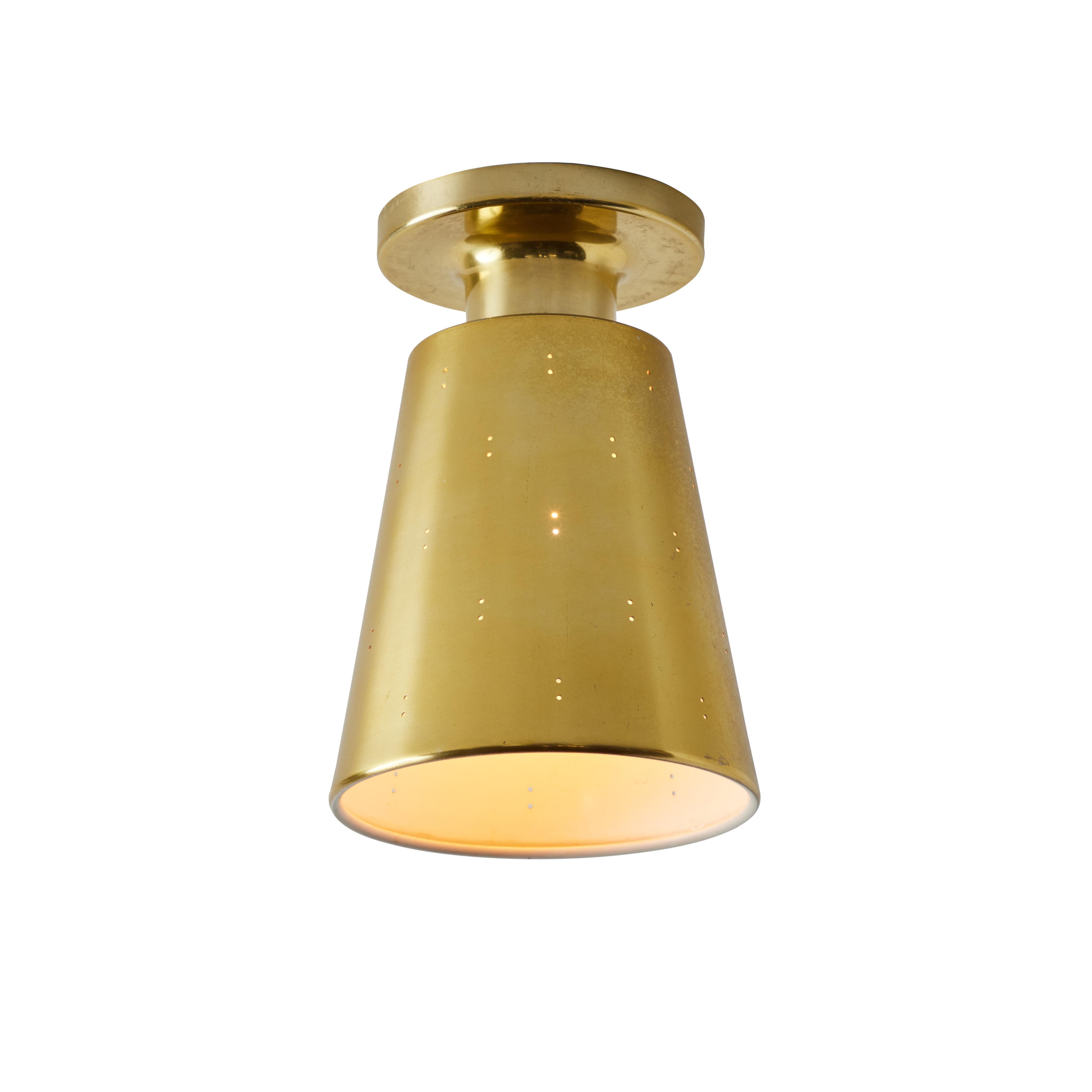 1950s Perforated Brass Ceiling Lamp Attributed to Paavo Tynell 9