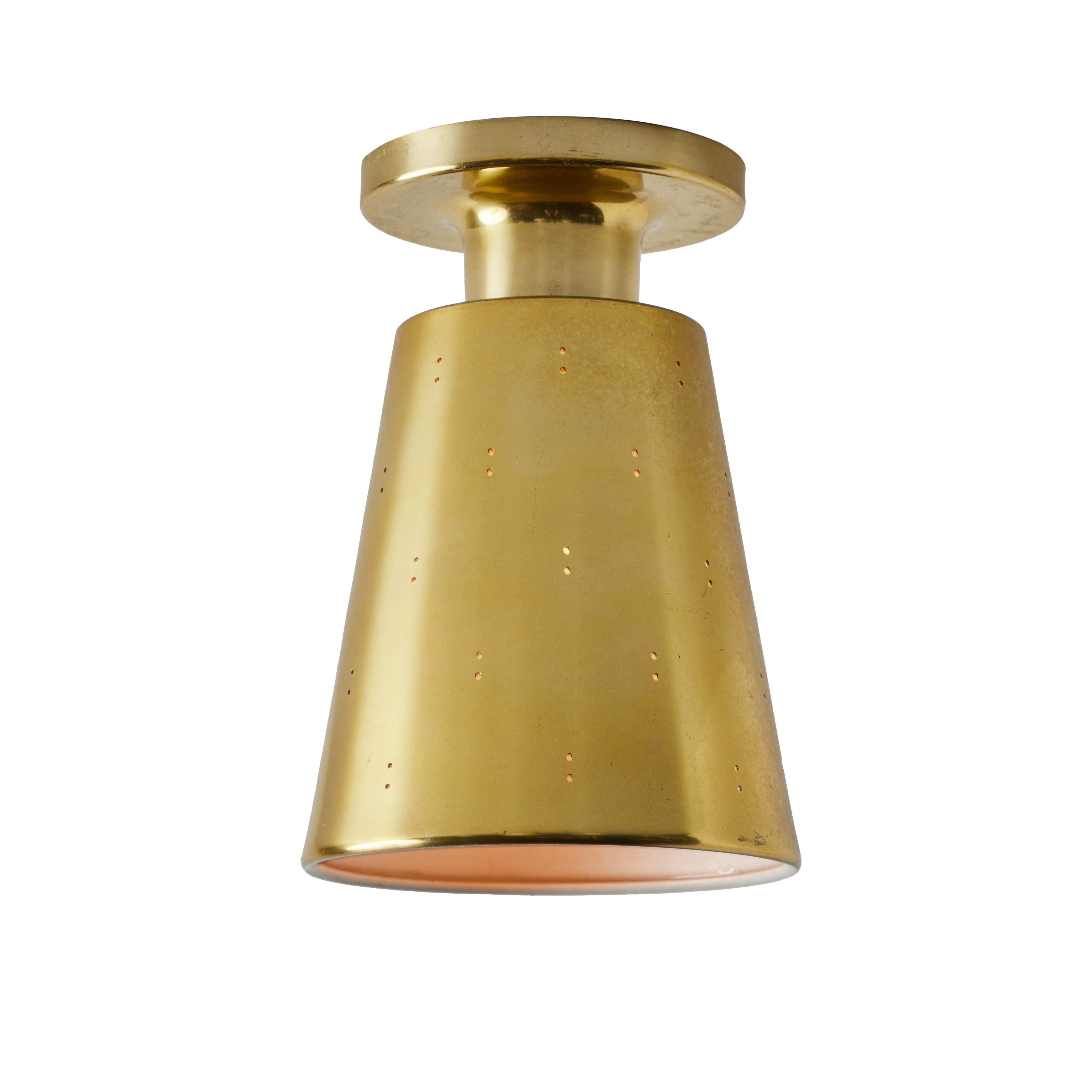 1950s Perforated Brass Ceiling Lamp Attributed to Paavo Tynell For Sale 10