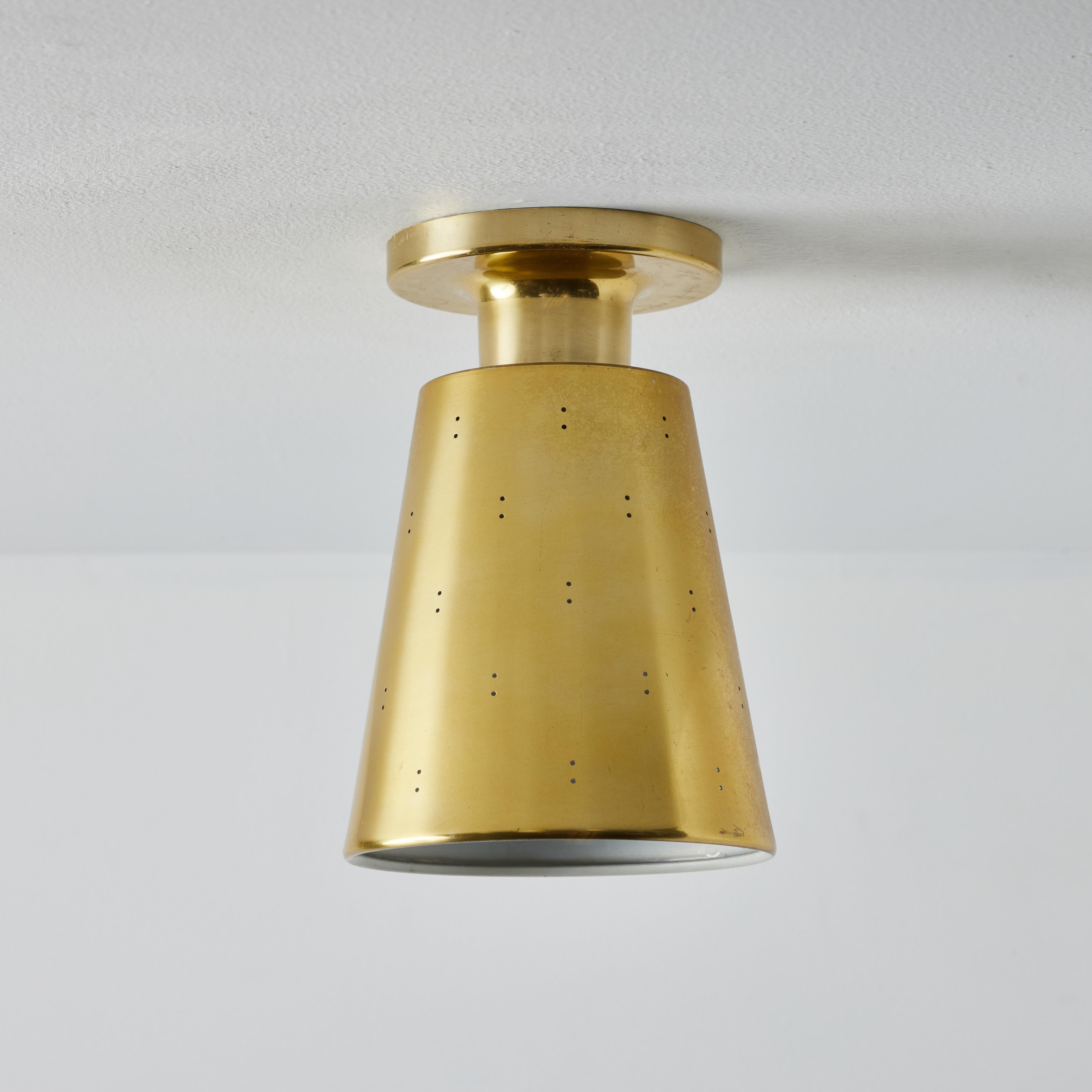 Metal 1950s Perforated Brass Ceiling Lamp Attributed to Paavo Tynell For Sale