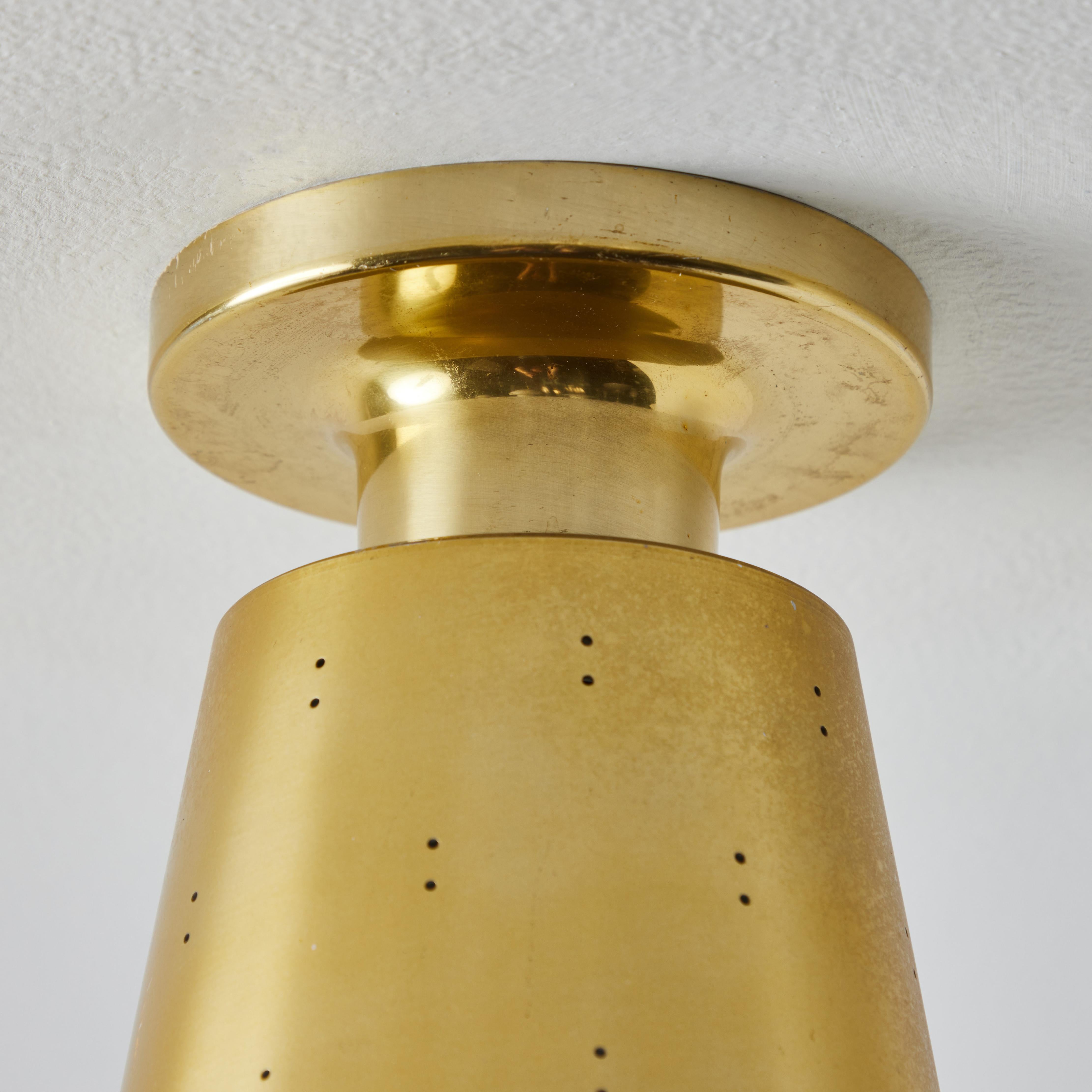 1950s Perforated Brass Ceiling Lamp Attributed to Paavo Tynell 1