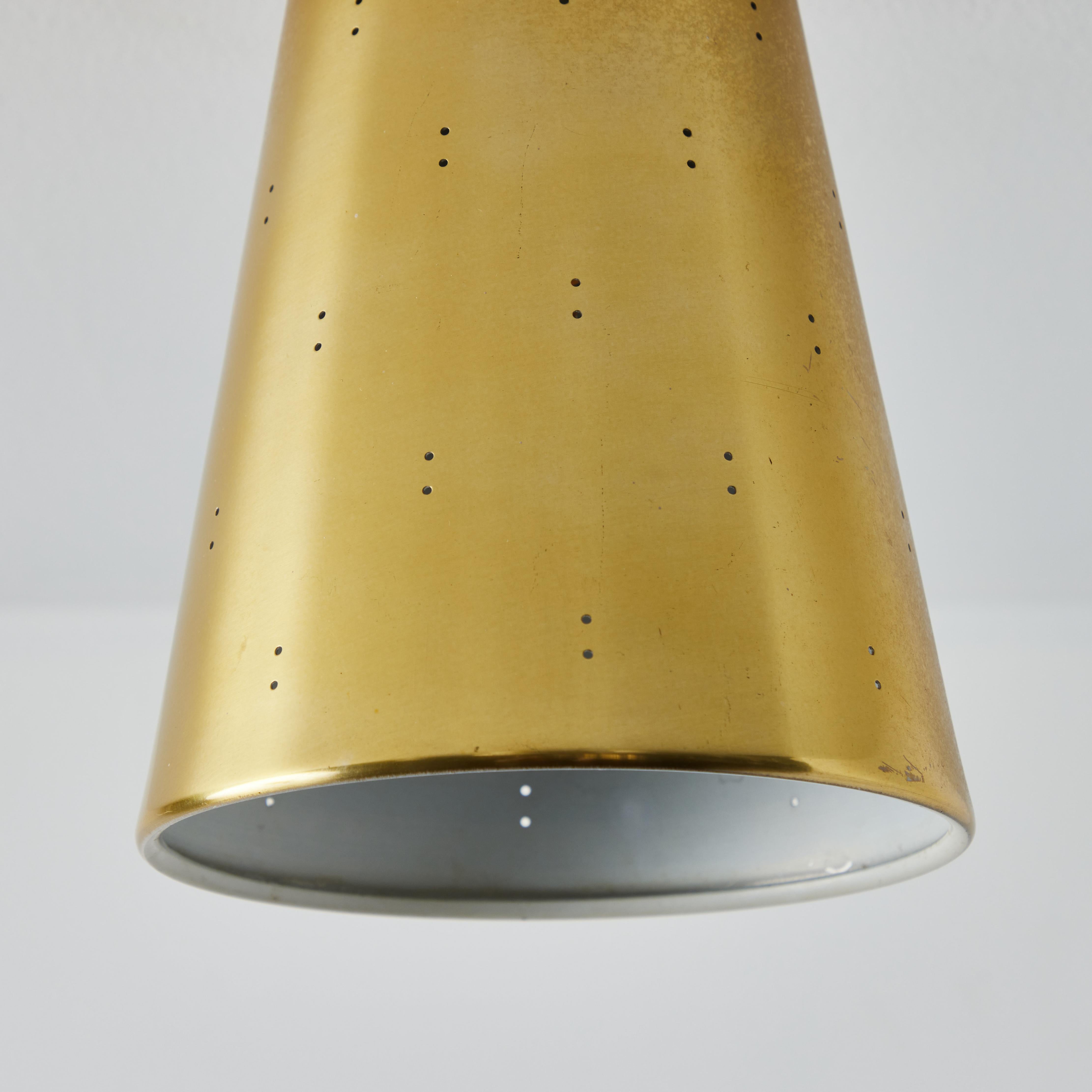 1950s Perforated Brass Ceiling Lamp Attributed to Paavo Tynell 2