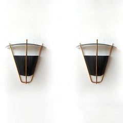 1950s Perforated Metal and Brass Wall Sconces by Lightolier