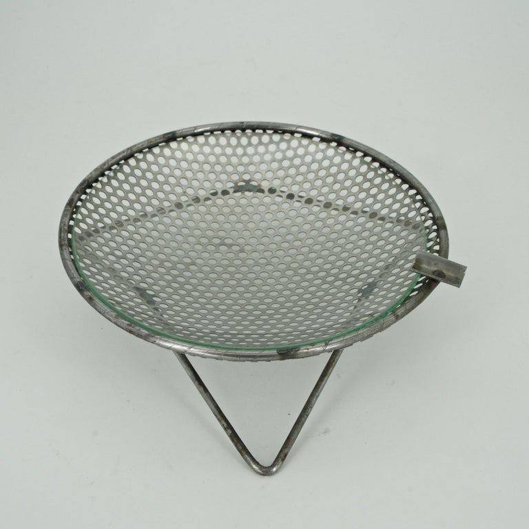 1950s Perforated Metal Atomic Space Age Ashtray by Richard Galef for