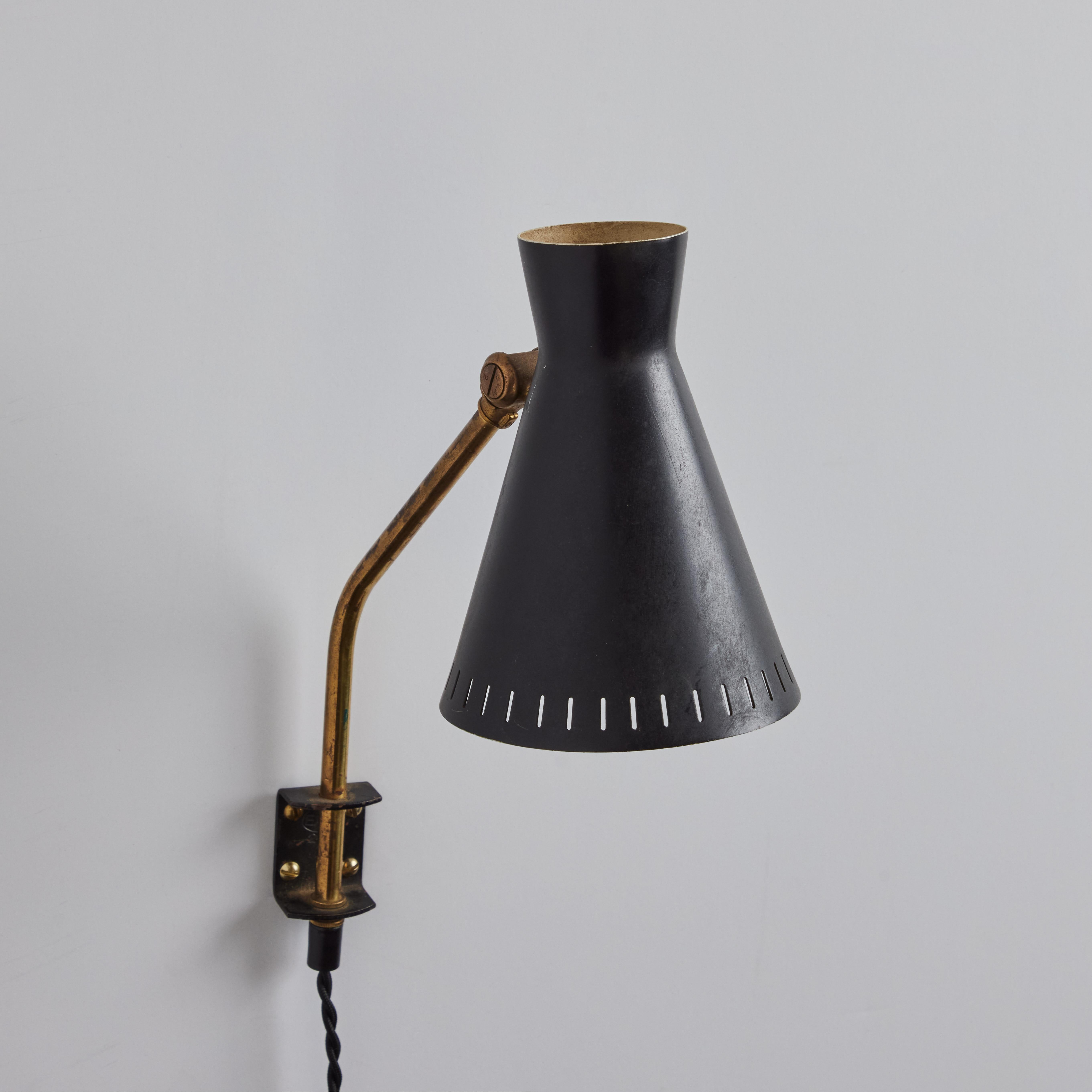 1950s Perforated Metal Diabolo Plug-In Wall Lamp Attributed to Mauri Almari For Sale 6