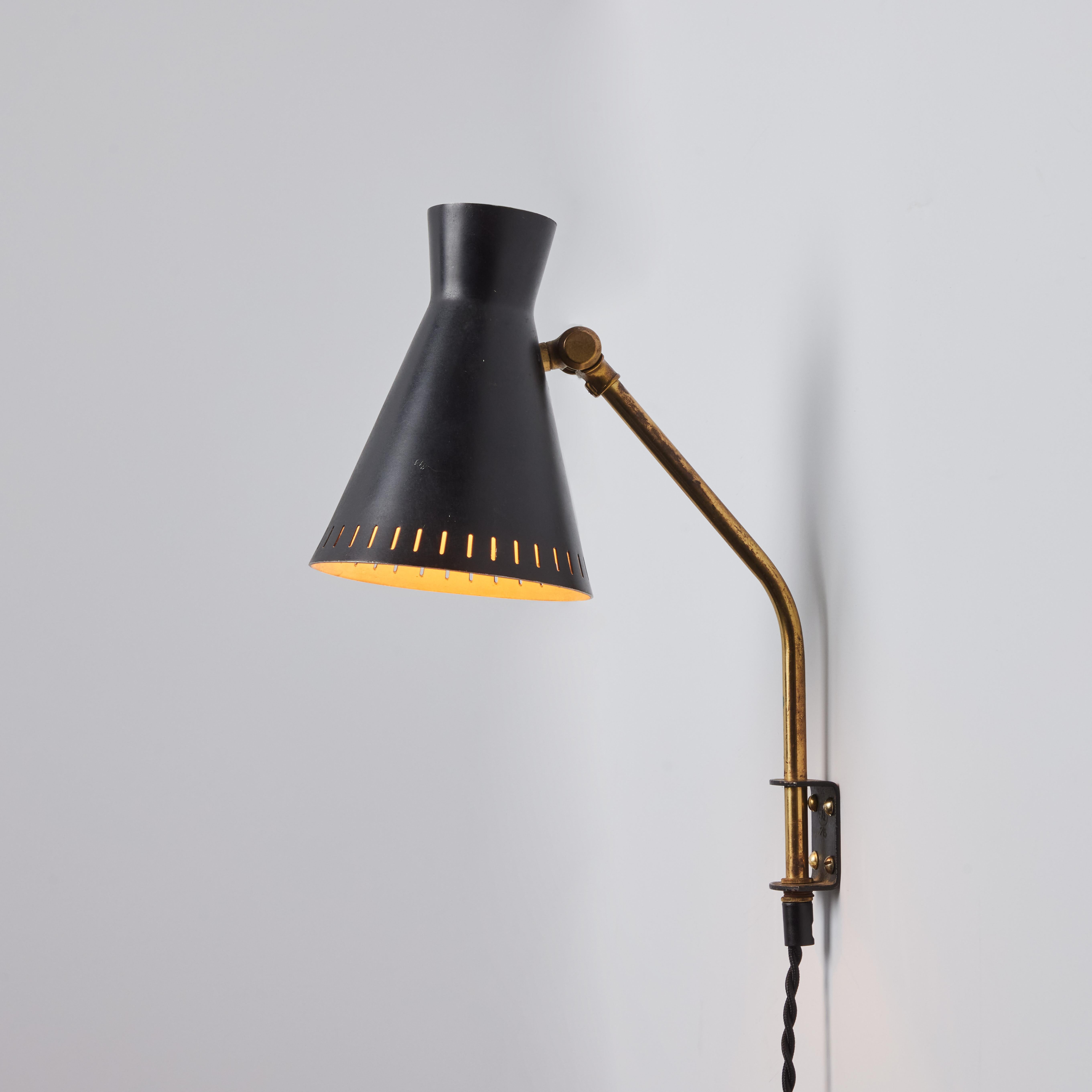 1950s Perforated Metal Diabolo Plug-In Wall Lamp Attributed to Mauri Almari For Sale 1