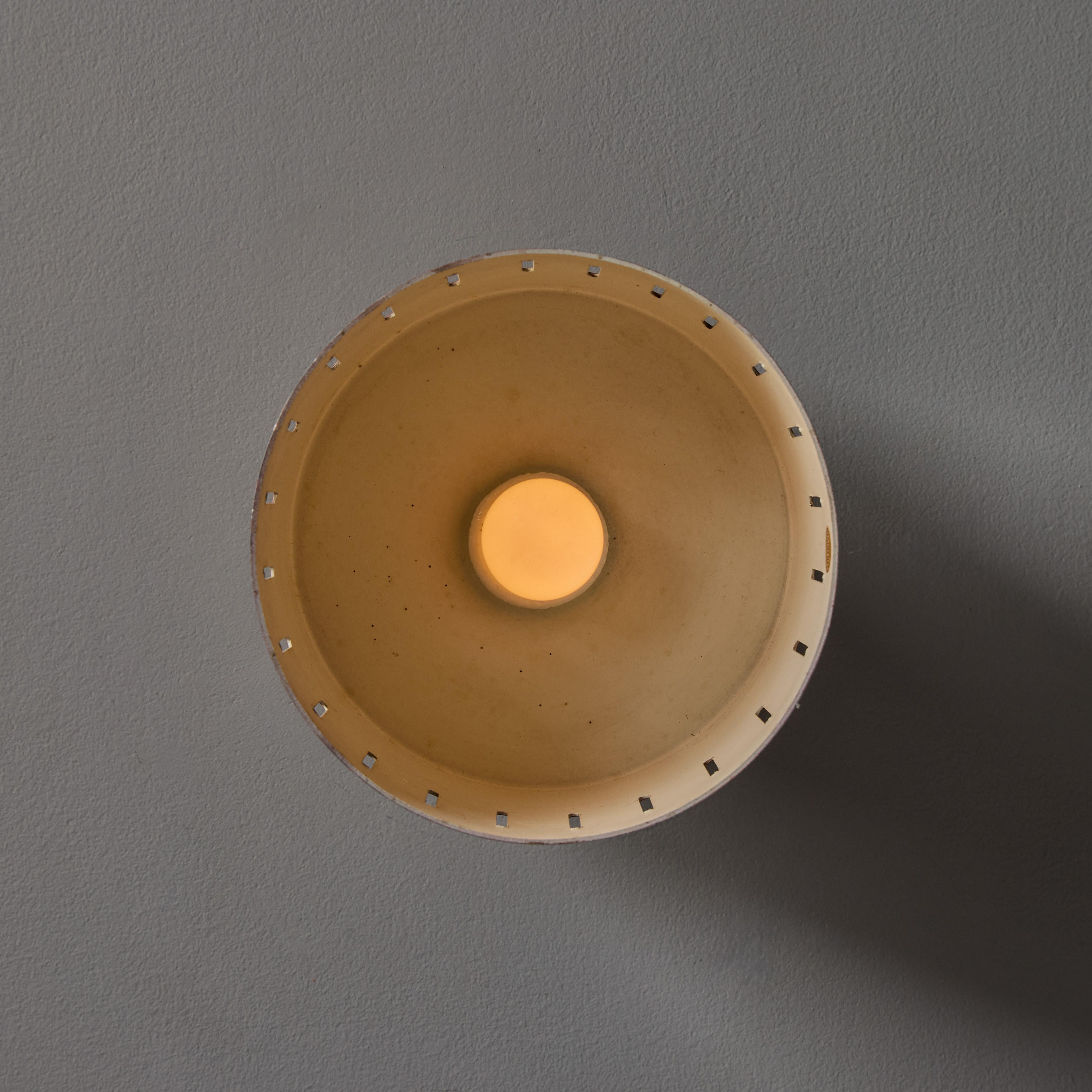 1950s Perforated Red and Brass Ceiling Lamp for Stilnovo 4