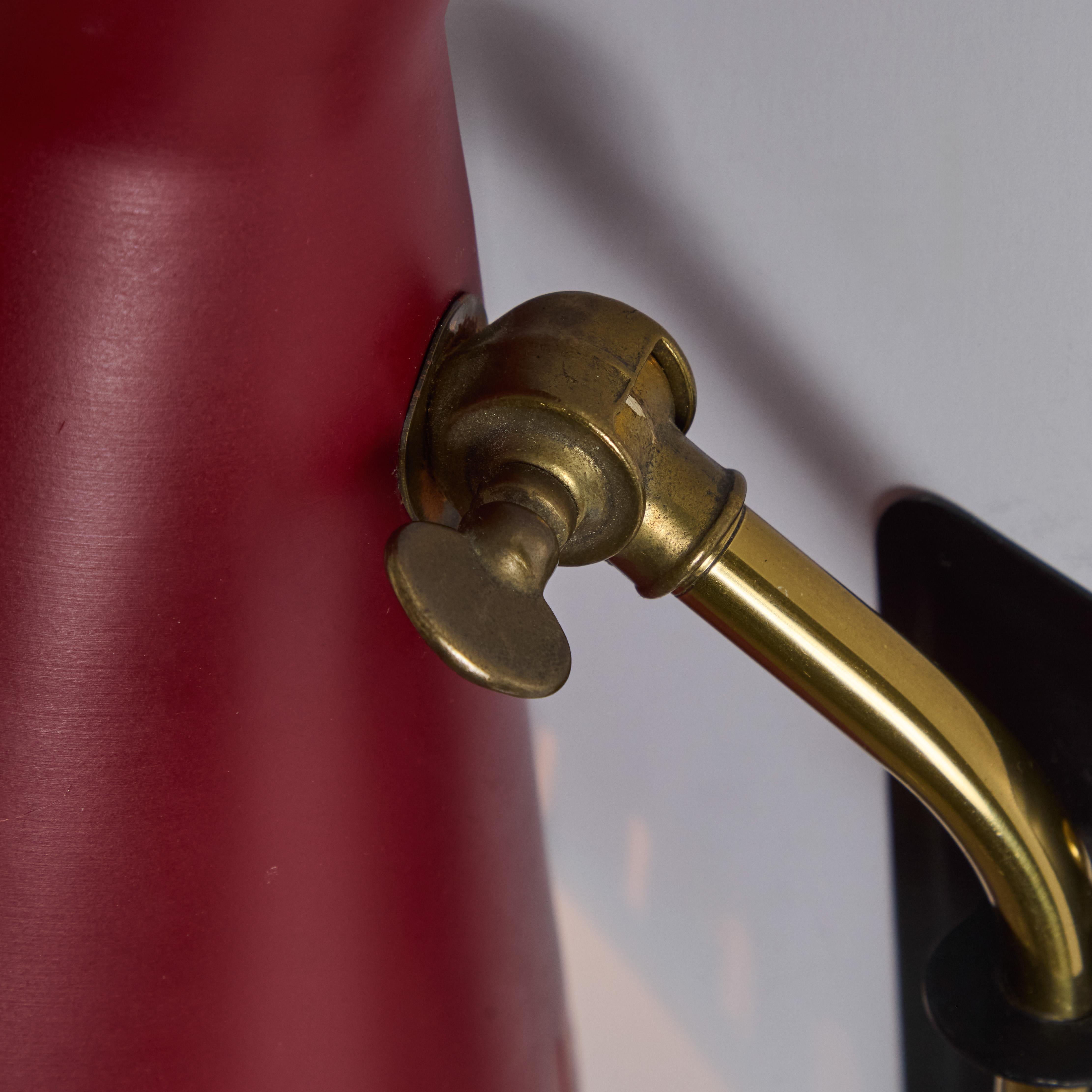 1950s Perforated Red Diabolo Plug-In Wall Lamp Attributed to Mauri Almari For Sale 6