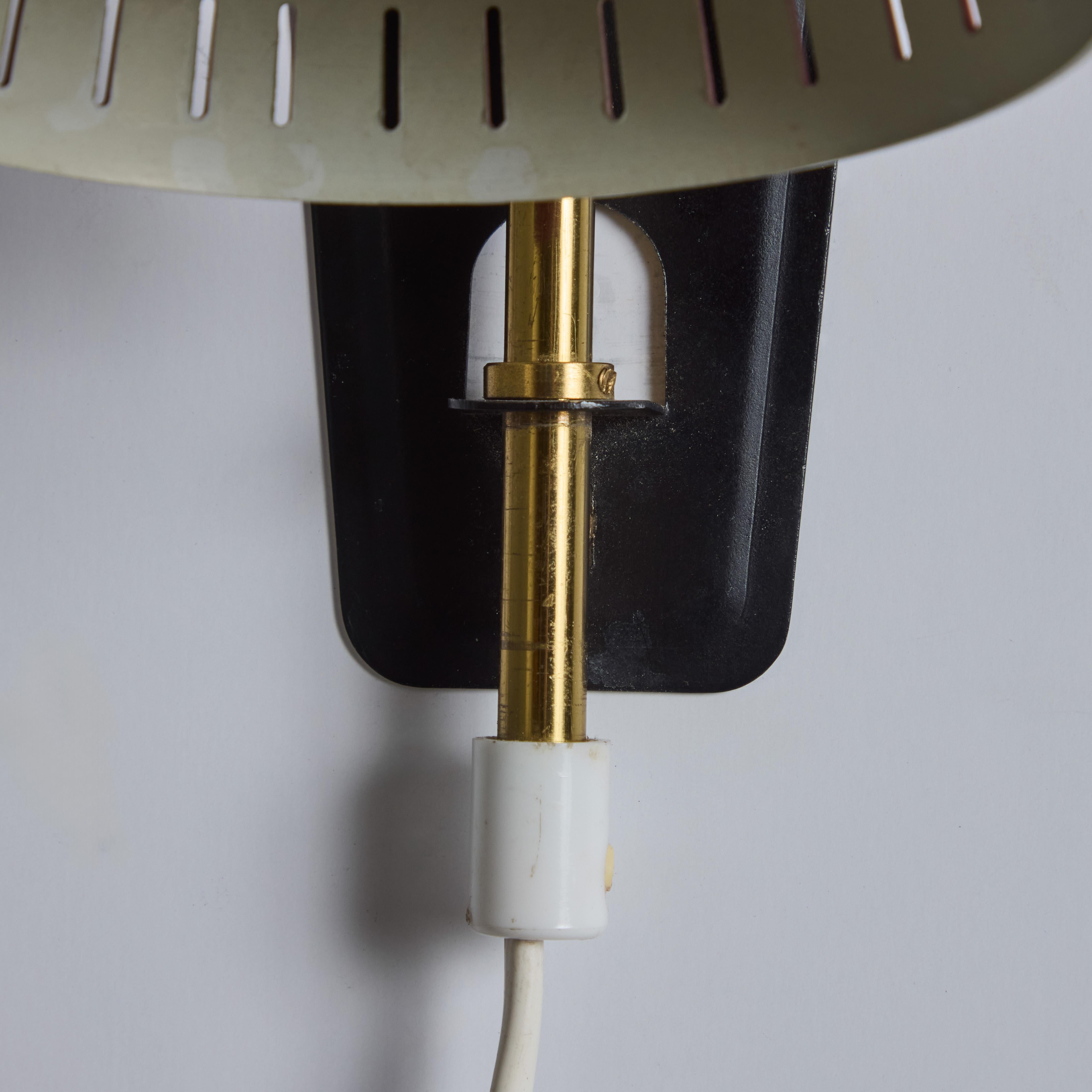 1950s Perforated Red Diabolo Plug-In Wall Lamp Attributed to Mauri Almari For Sale 7