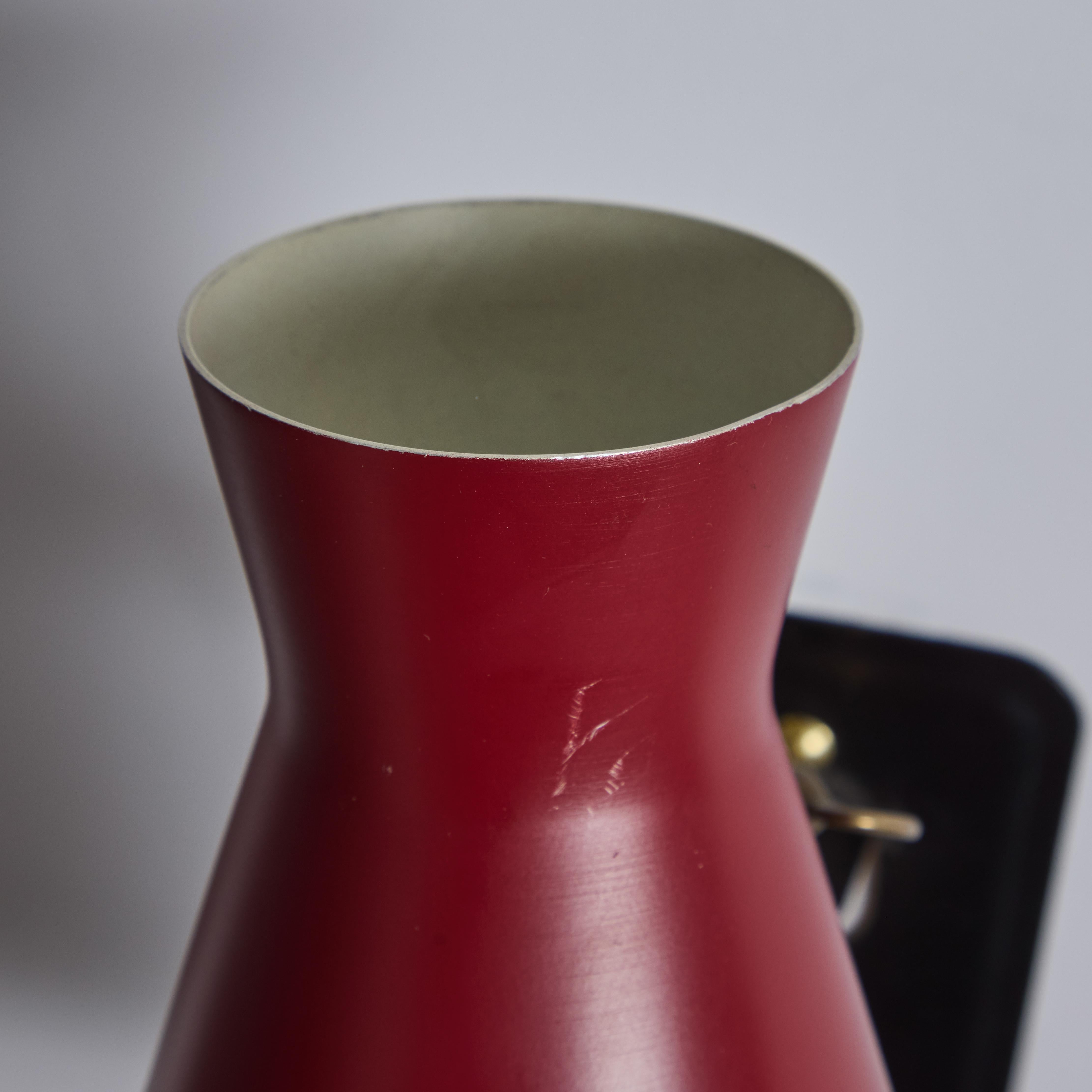 1950s Perforated Red Diabolo Plug-In Wall Lamp Attributed to Mauri Almari For Sale 10