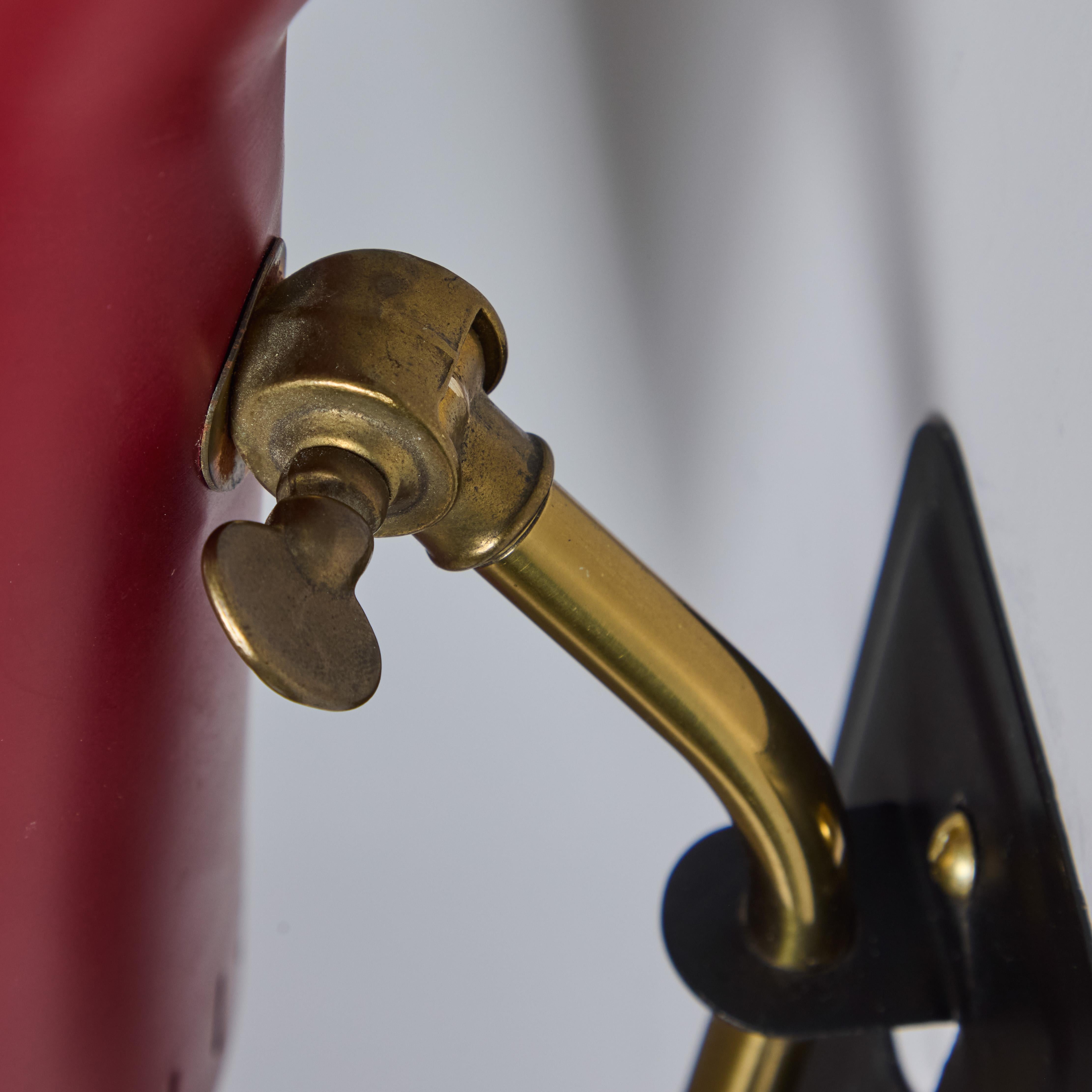 1950s Perforated Red Diabolo Plug-In Wall Lamp Attributed to Mauri Almari For Sale 11