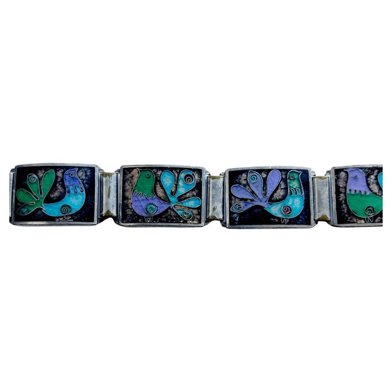 1950s Perli German Modernist Silver Enamel Cloisonne Blue  display picture 1