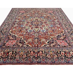 1950s Persian Bakhtiari Sharcord Wool Area Rug, Hand-Knotted Rug, 10′4 x 13'6"